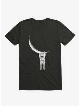 Astronaut Holding On To Moon Black T-Shirt, , hi-res