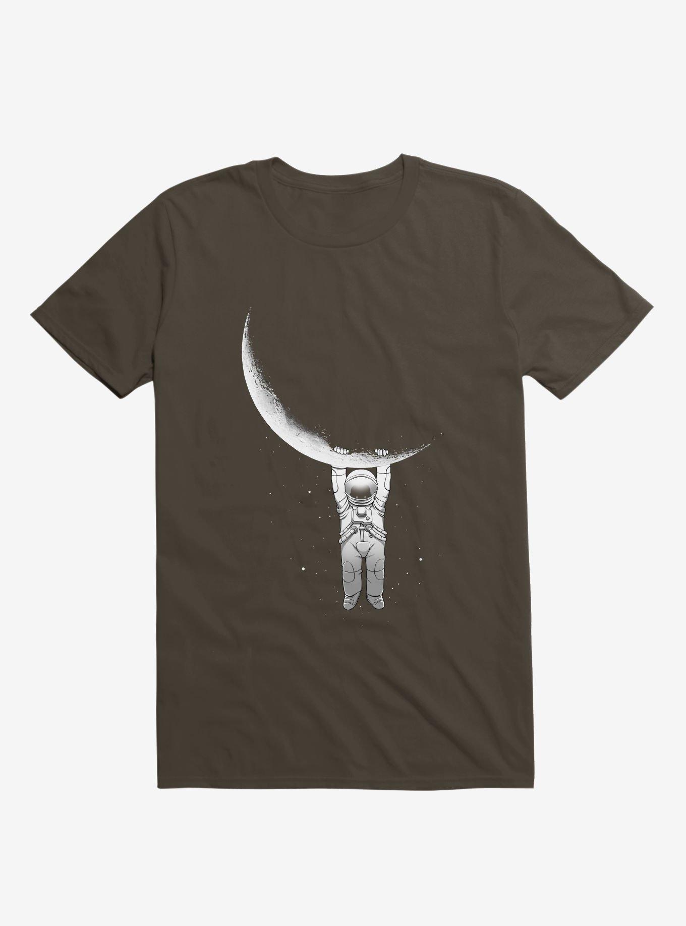 Astronaut Holding On To Moon Brown T-Shirt, , hi-res