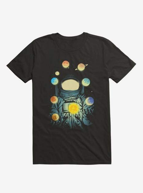Astronaut Juggling Planets Black T-Shirt - BLACK | Hot Topic