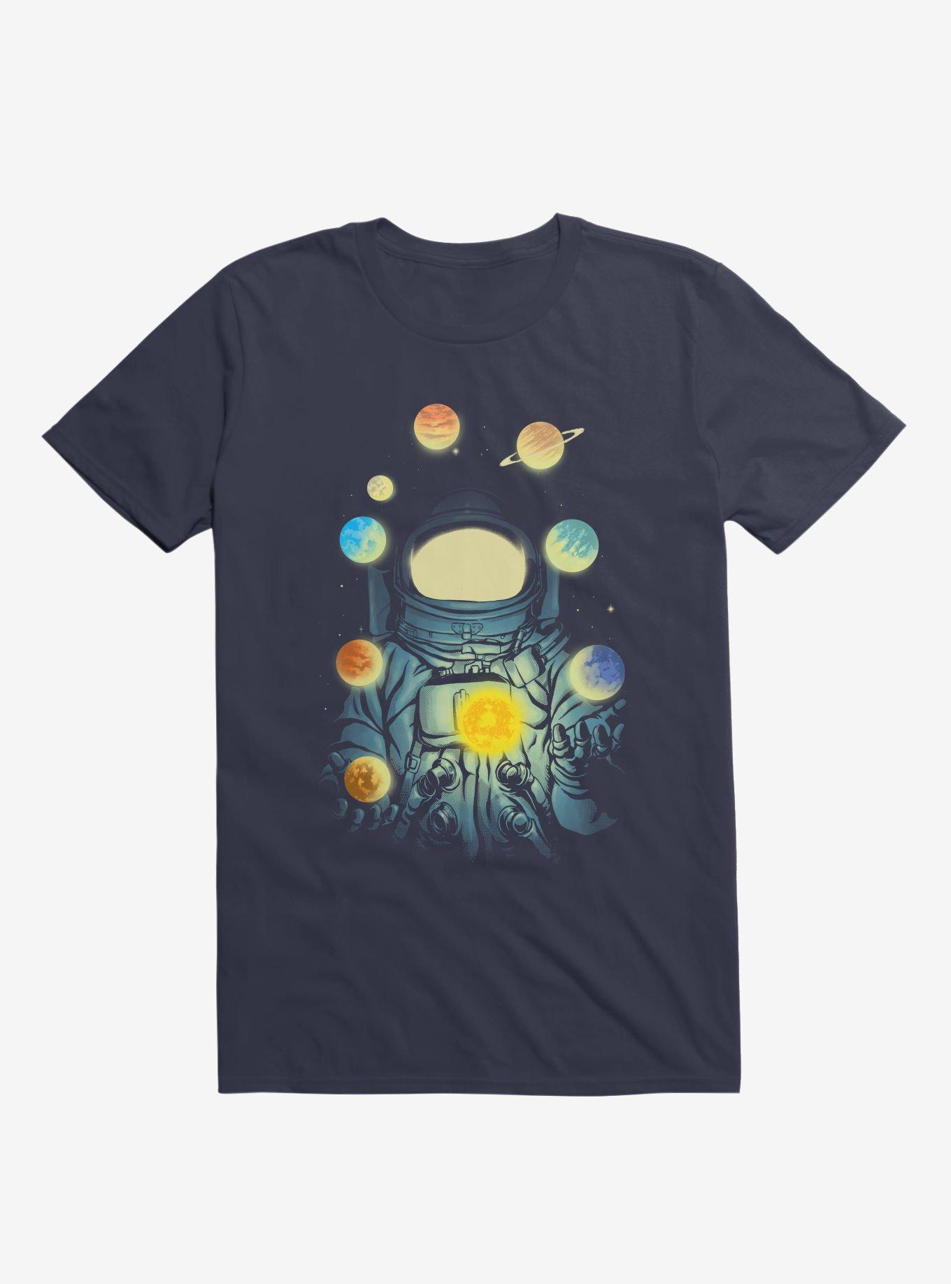 Astronaut Juggling Planets Navy Blue T-Shirt, NAVY, hi-res