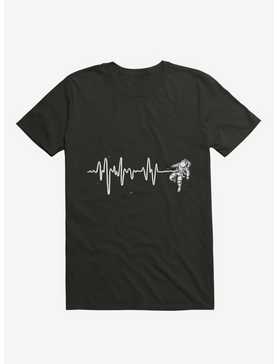 Astronaut Space Heartbeat Black T-Shirt, , hi-res
