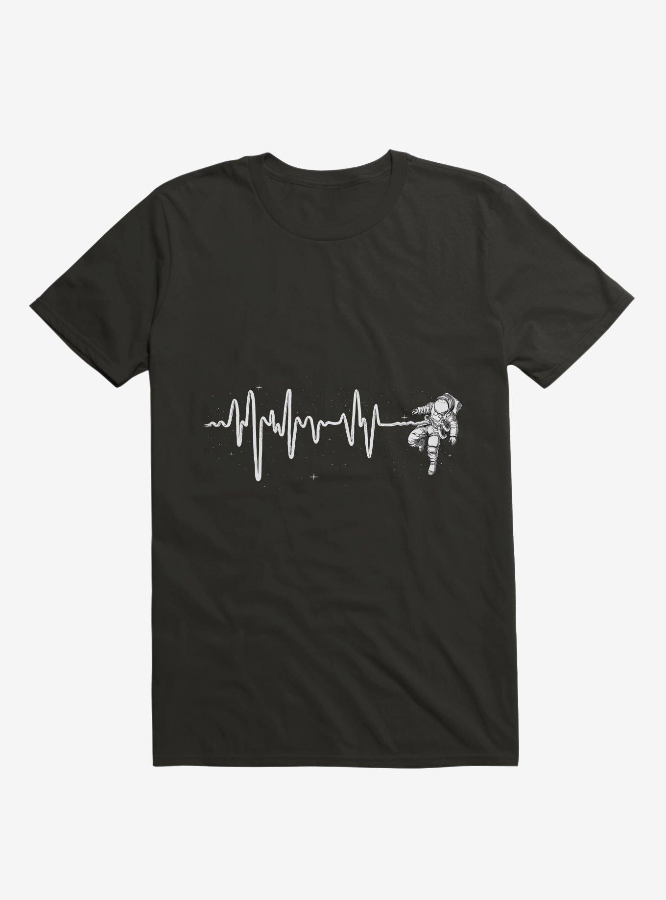 Astronaut Space Heartbeat Black T-Shirt, , hi-res