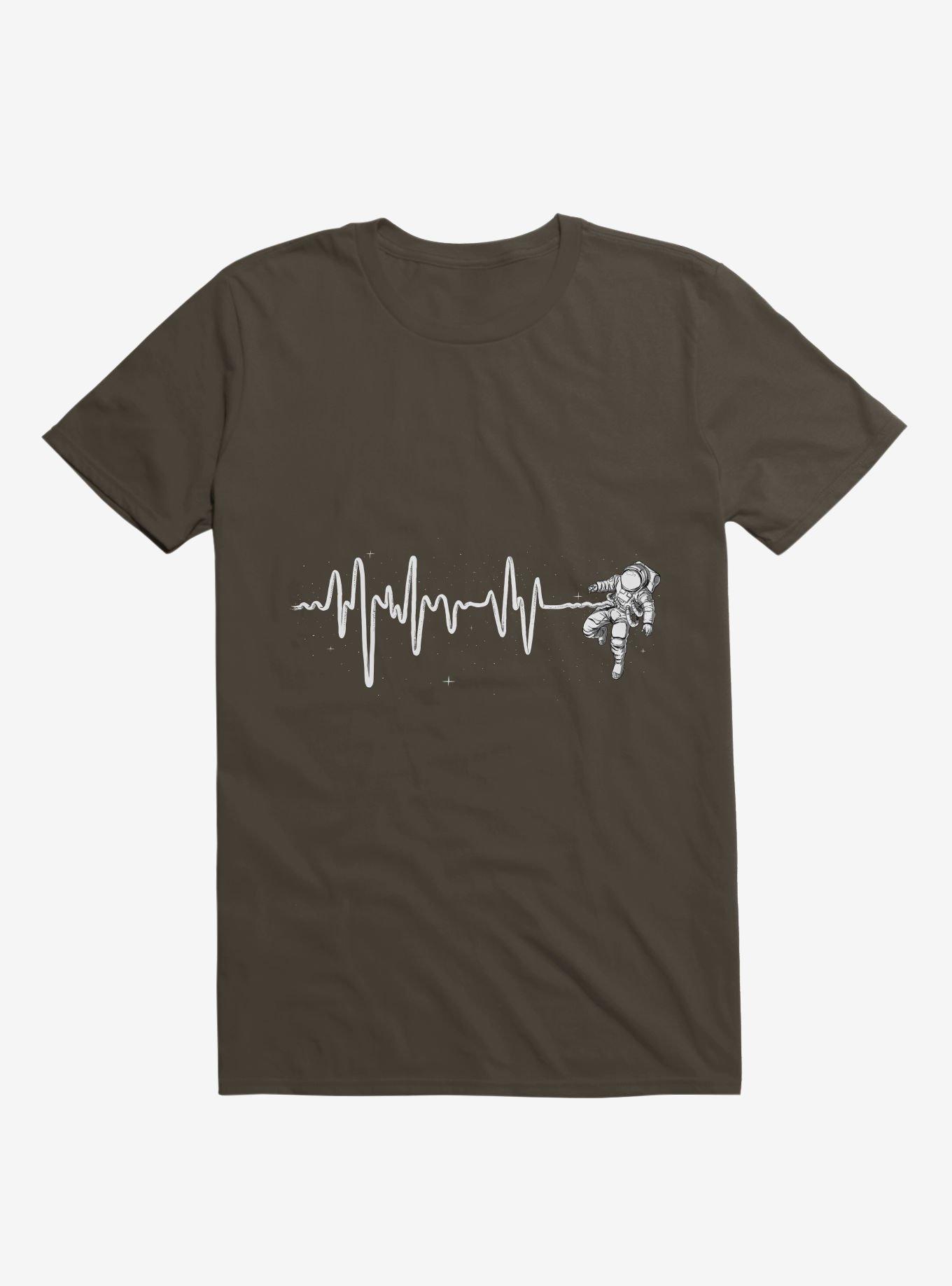 Astronaut Space Heartbeat Brown T-Shirt, , hi-res