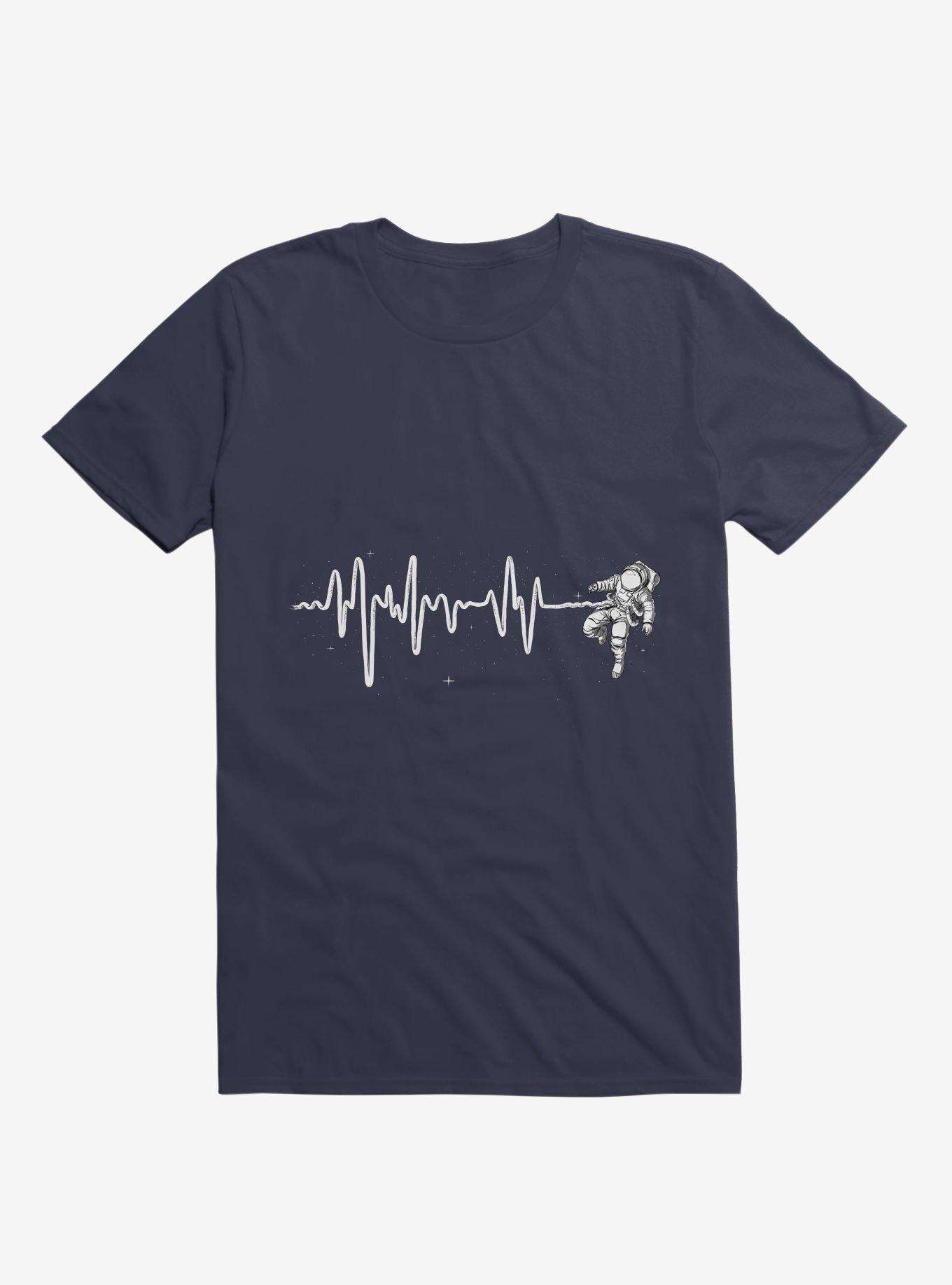 Astronaut Space Heartbeat Navy Blue T-Shirt, , hi-res