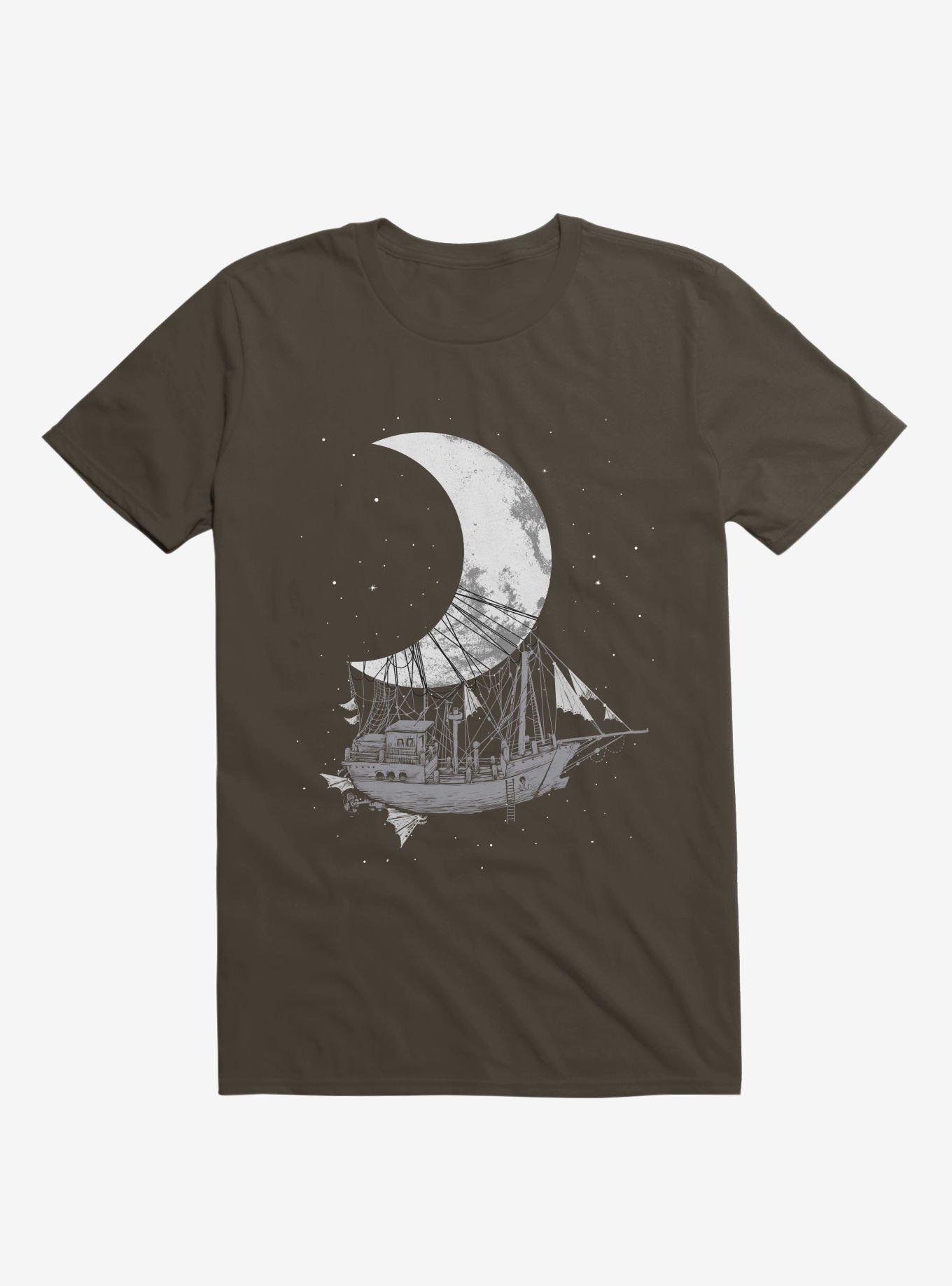 Ship Capturing Moon Brown T-Shirt, , hi-res