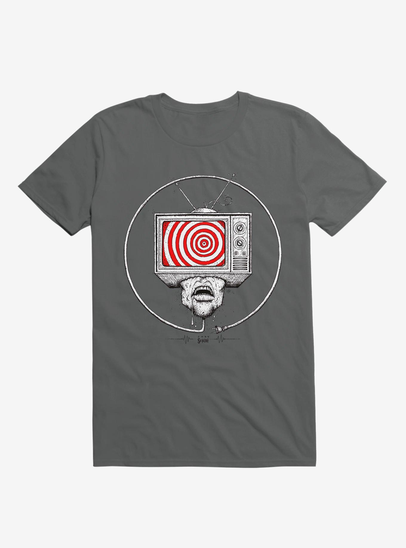 Bad Connection Trance T.V. Charcoal Grey T-Shirt, CHARCOAL, hi-res