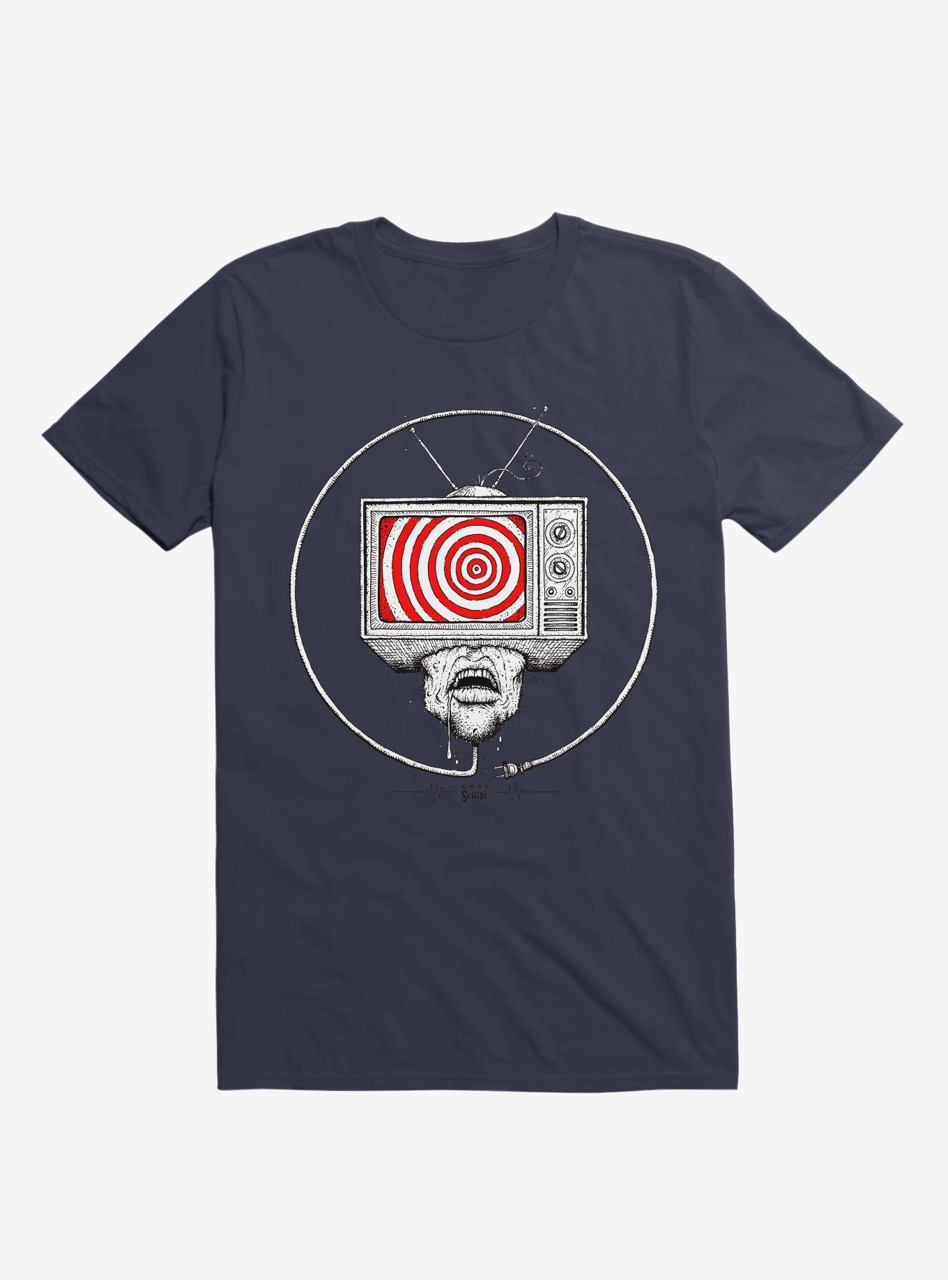 Bad Connection Trance T.V. Navy Blue T-Shirt, NAVY, hi-res