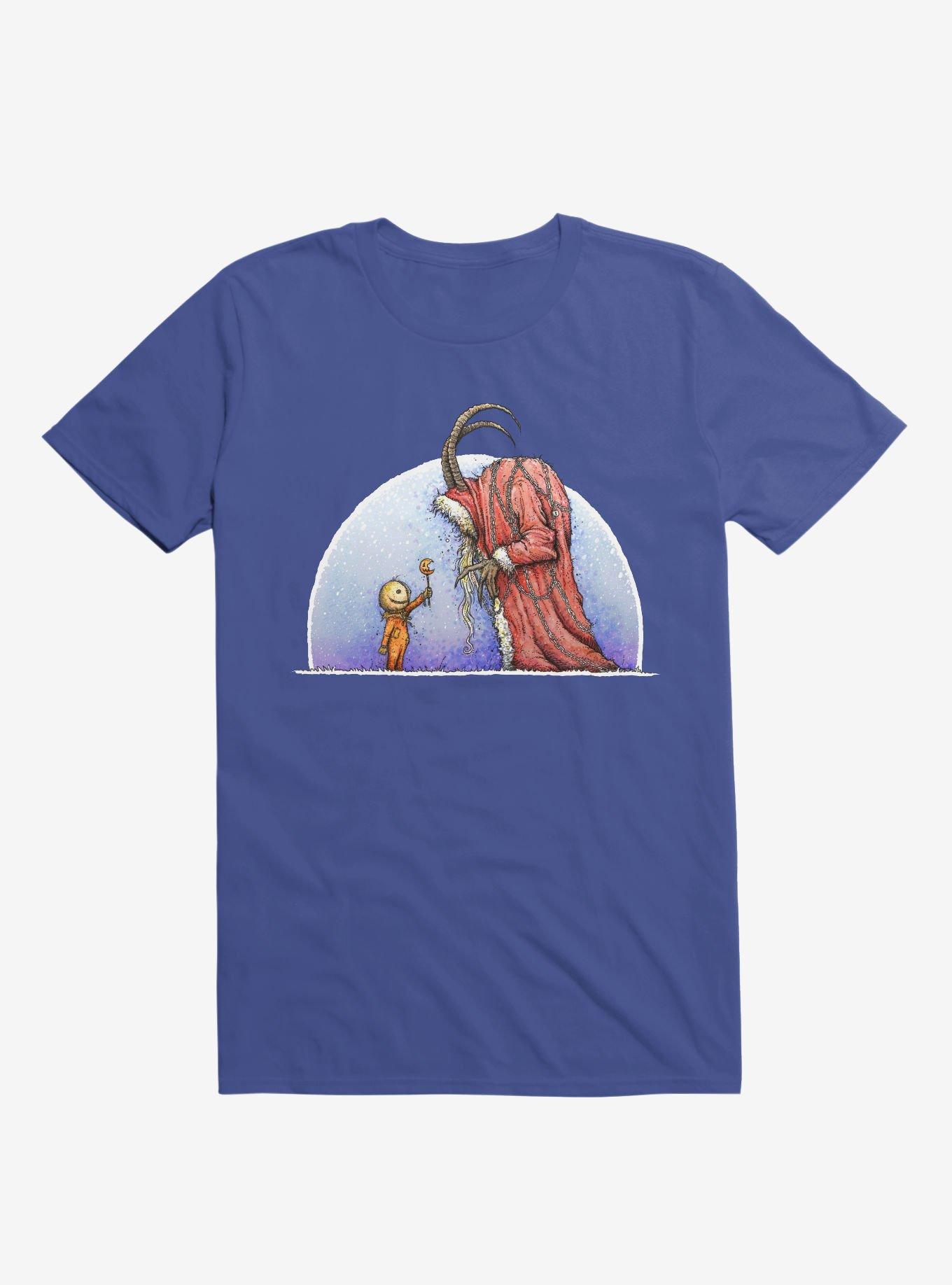 THRDLESS Holiday Horrors Meet Krampus Royal Blue T-Shirt