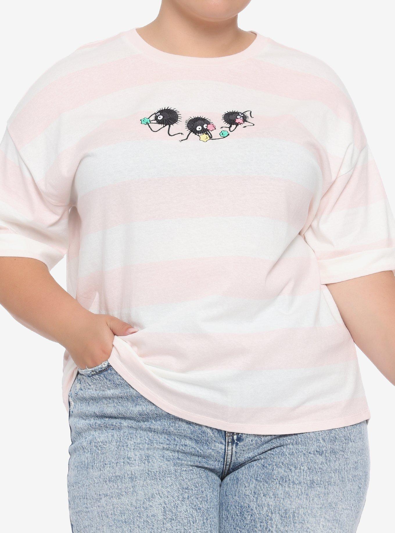 Studio Ghibli Spirited Away Soot Sprite Stripe Girls Crop T-Shirt Plus Size, MULTI, hi-res