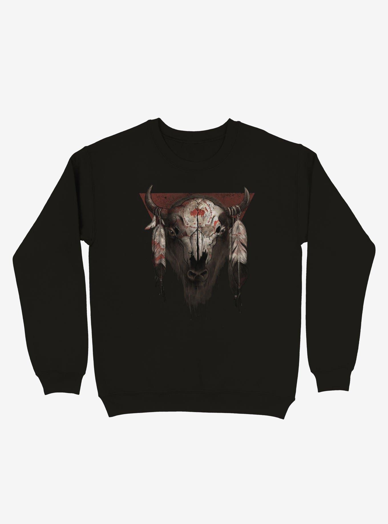 Tatanka Bison Head Black Sweatshirt, BLACK, hi-res