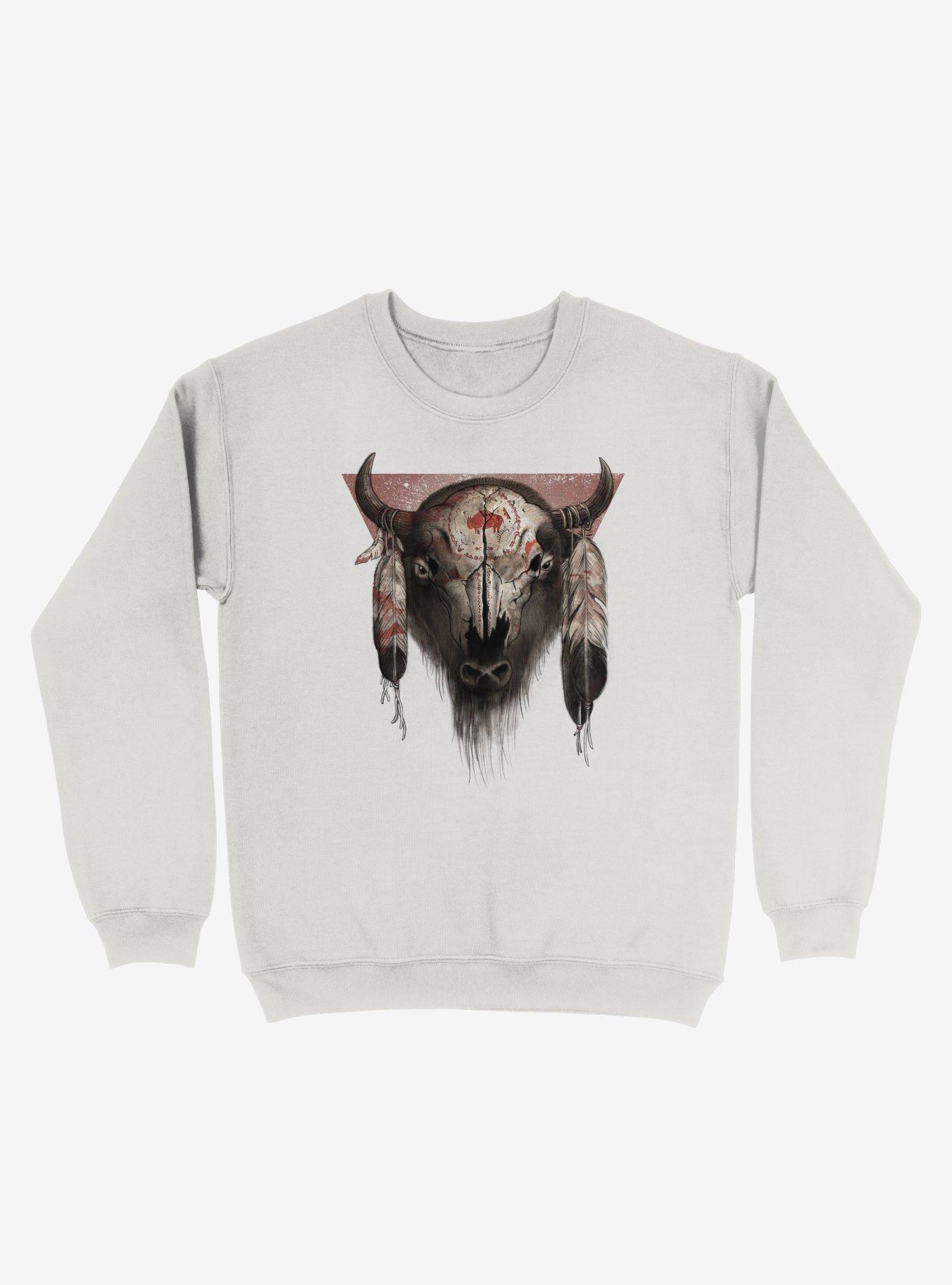 Tatanka Bison Head White Sweatshirt, WHITE, hi-res