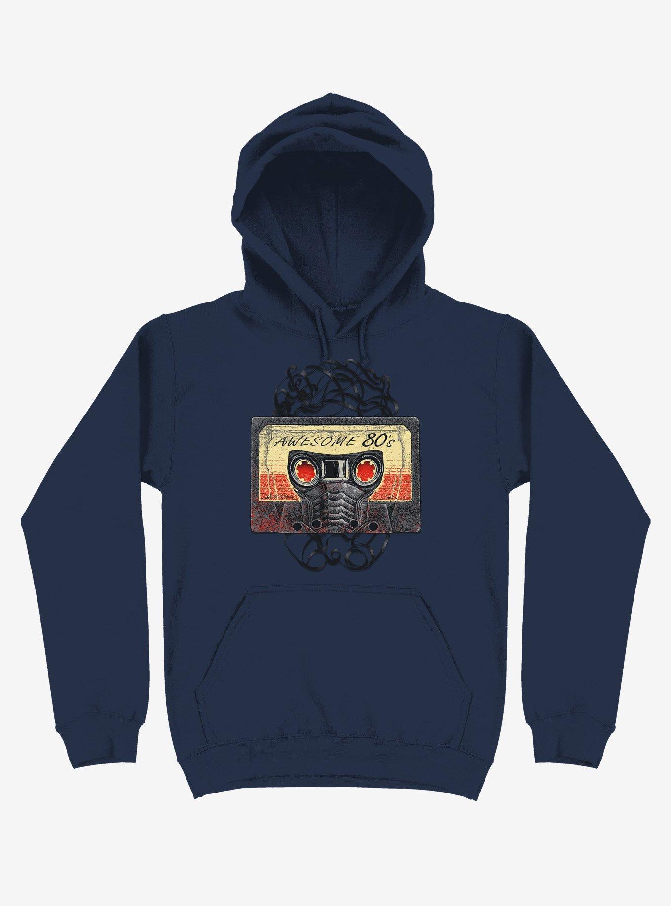 Awesome 80's Mixtape Navy Blue Hoodie, NAVY, hi-res