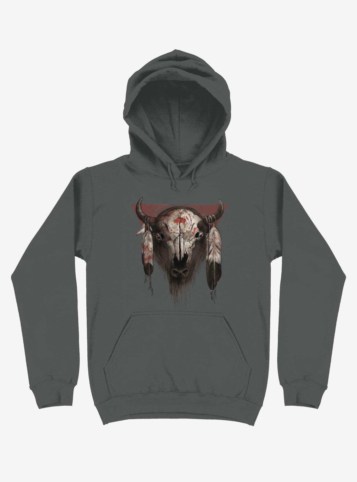 Tatanka Bison Head Charcoal Grey Hoodie, CHARCOAL, hi-res