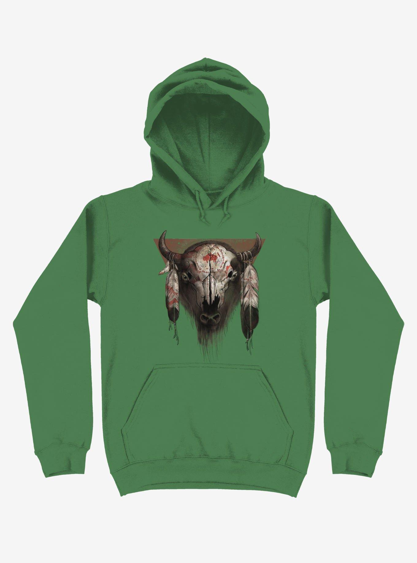 Tatanka Bison Head Kelly Green Hoodie, , hi-res