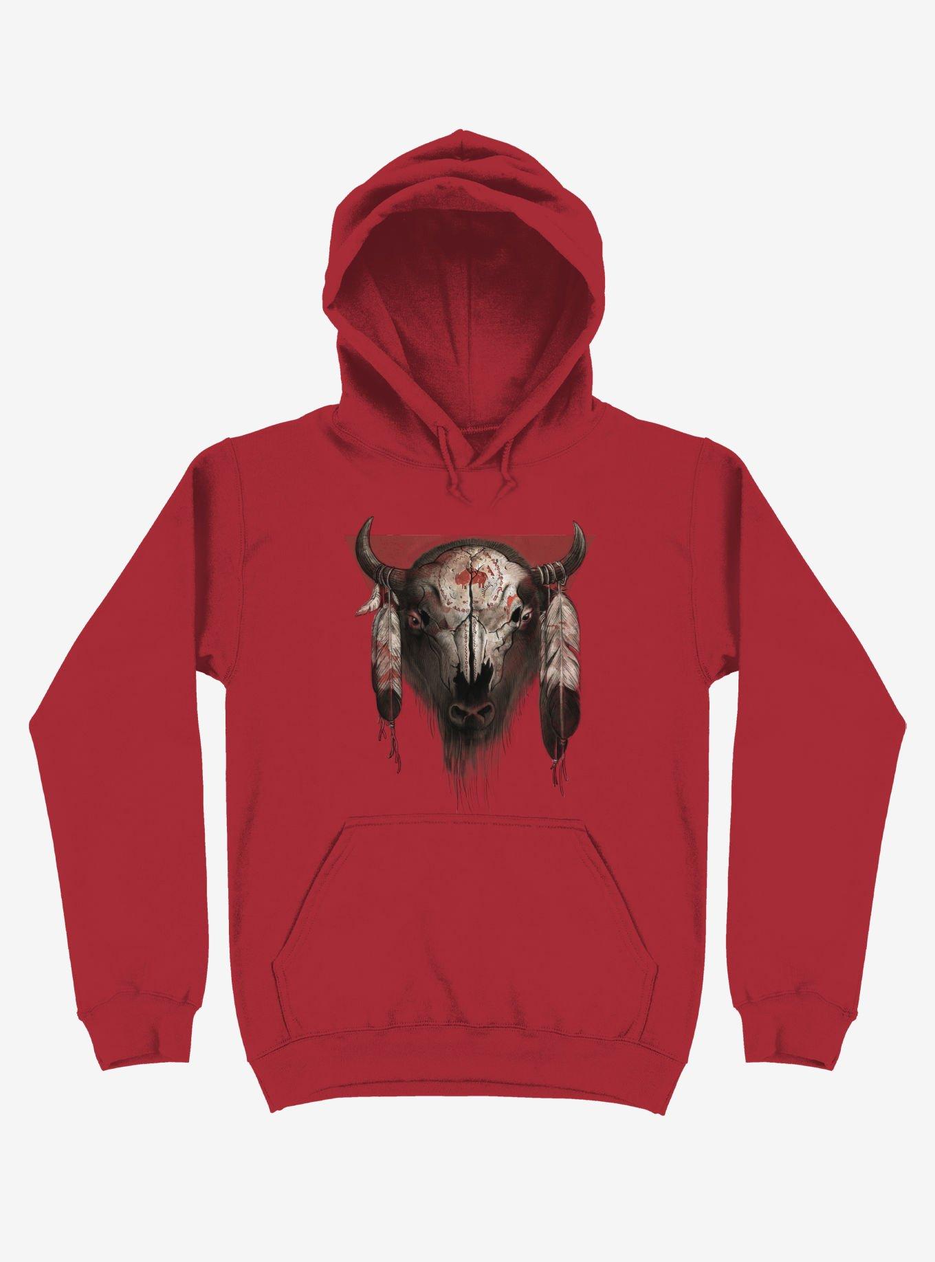 Tatanka Bison Head Red Hoodie, , hi-res