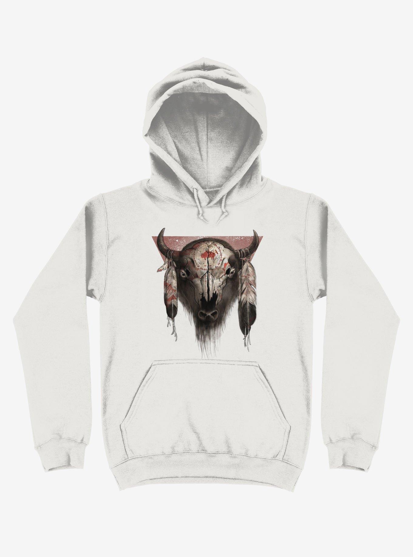 Tatanka Bison Head White Hoodie, , hi-res