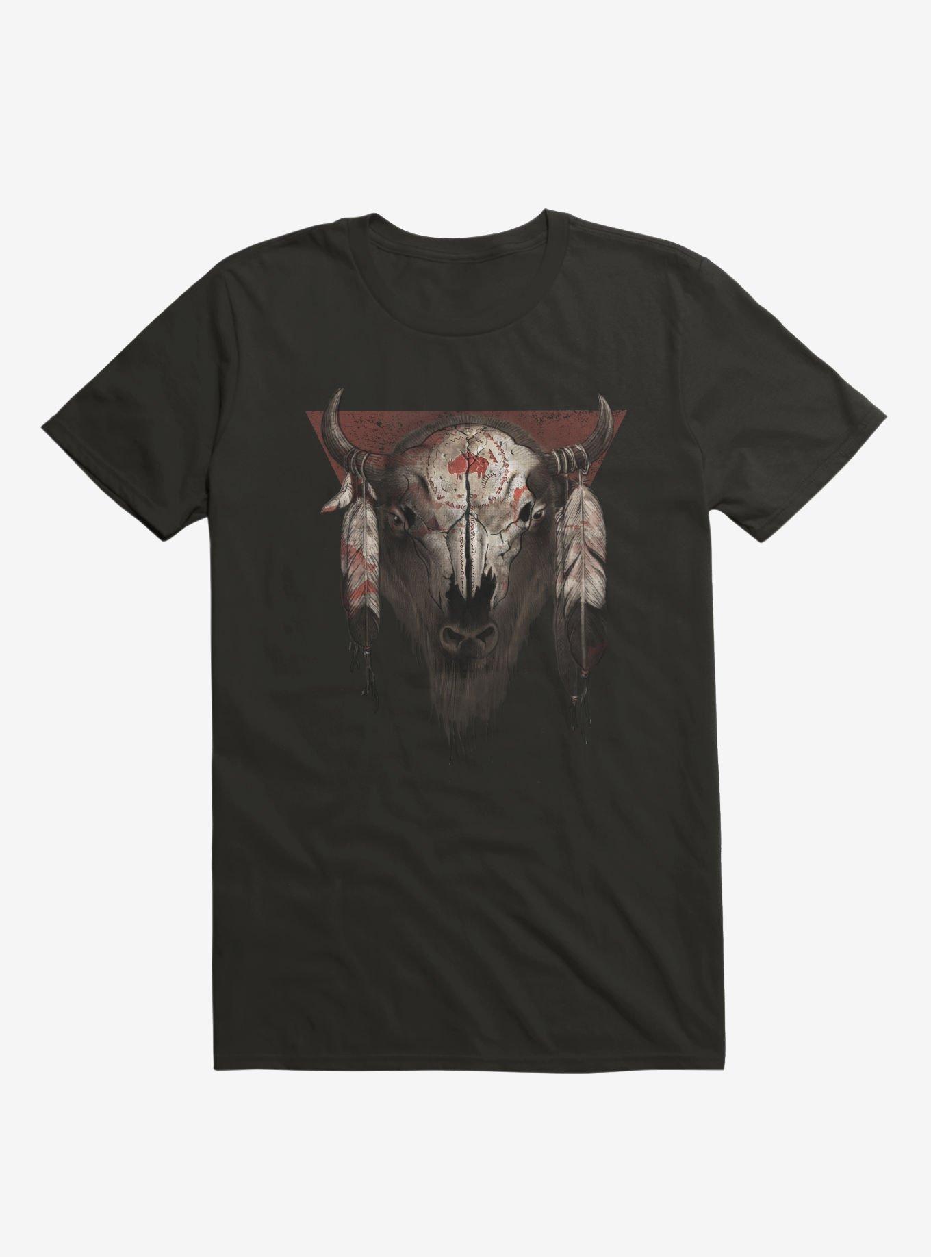 Tatanka Bison Head Black T-Shirt, BLACK, hi-res