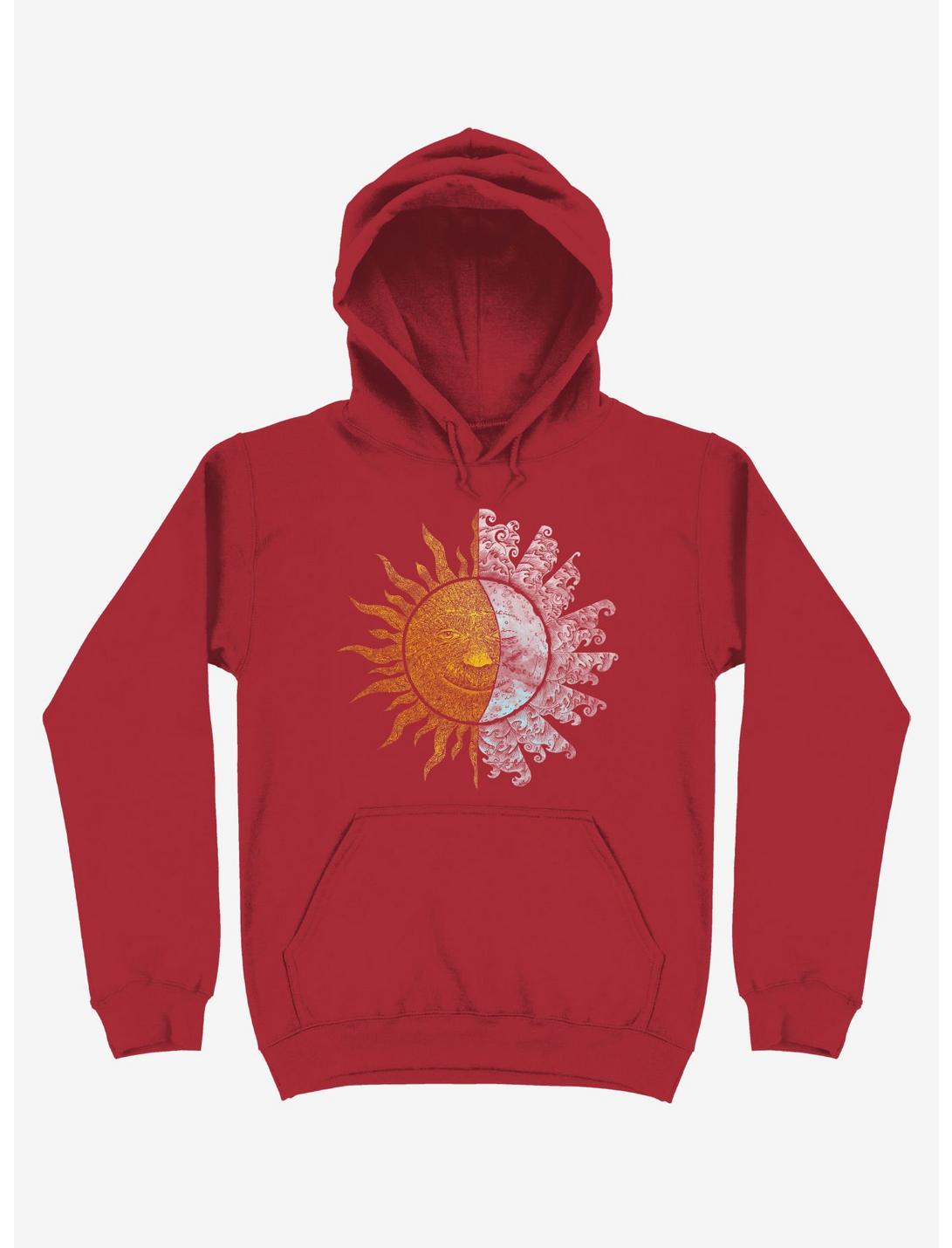 Sun And Moon Art Red Hoodie, RED, hi-res