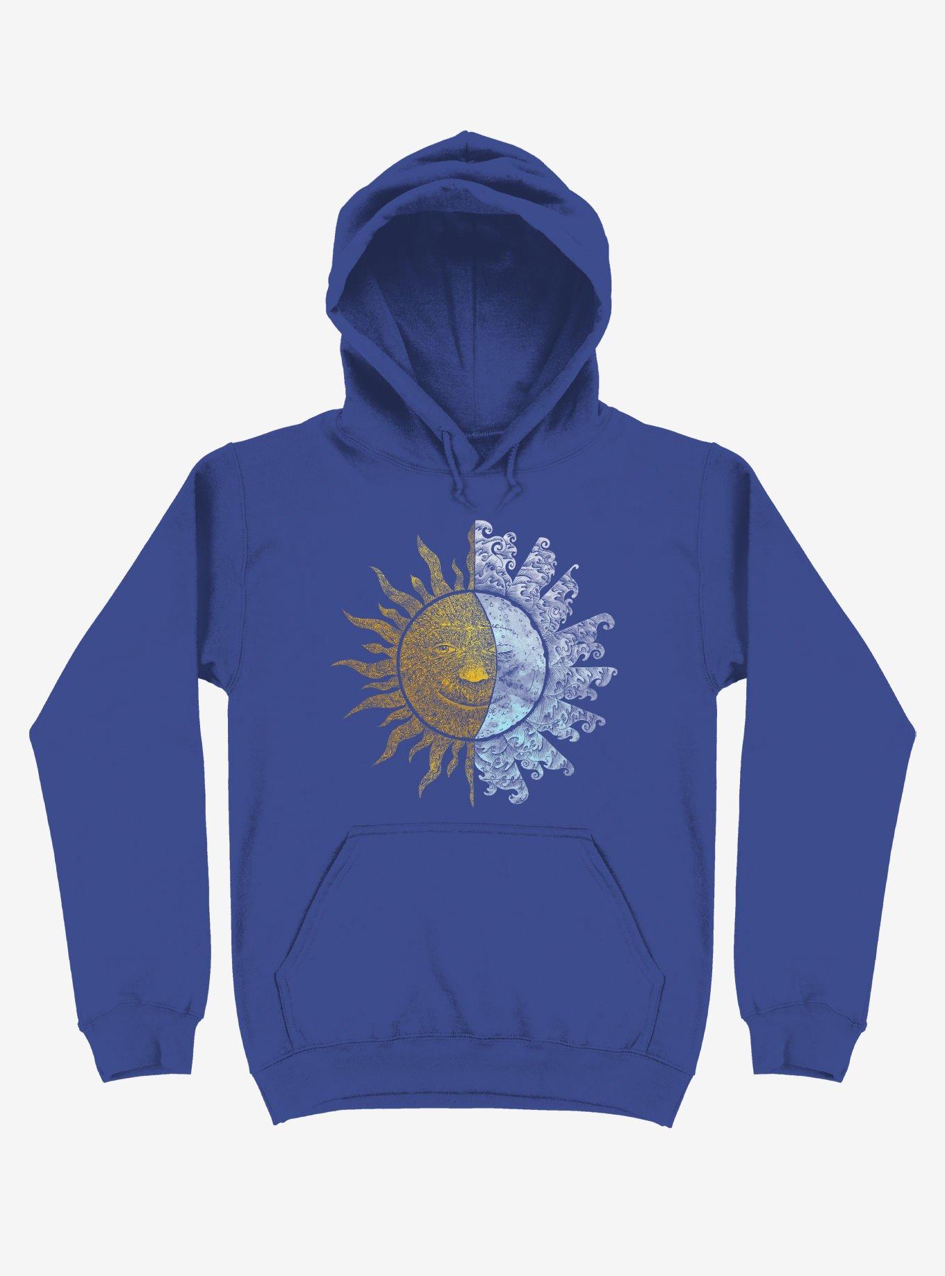 Sun And Moon Art Royal Blue Hoodie, , hi-res