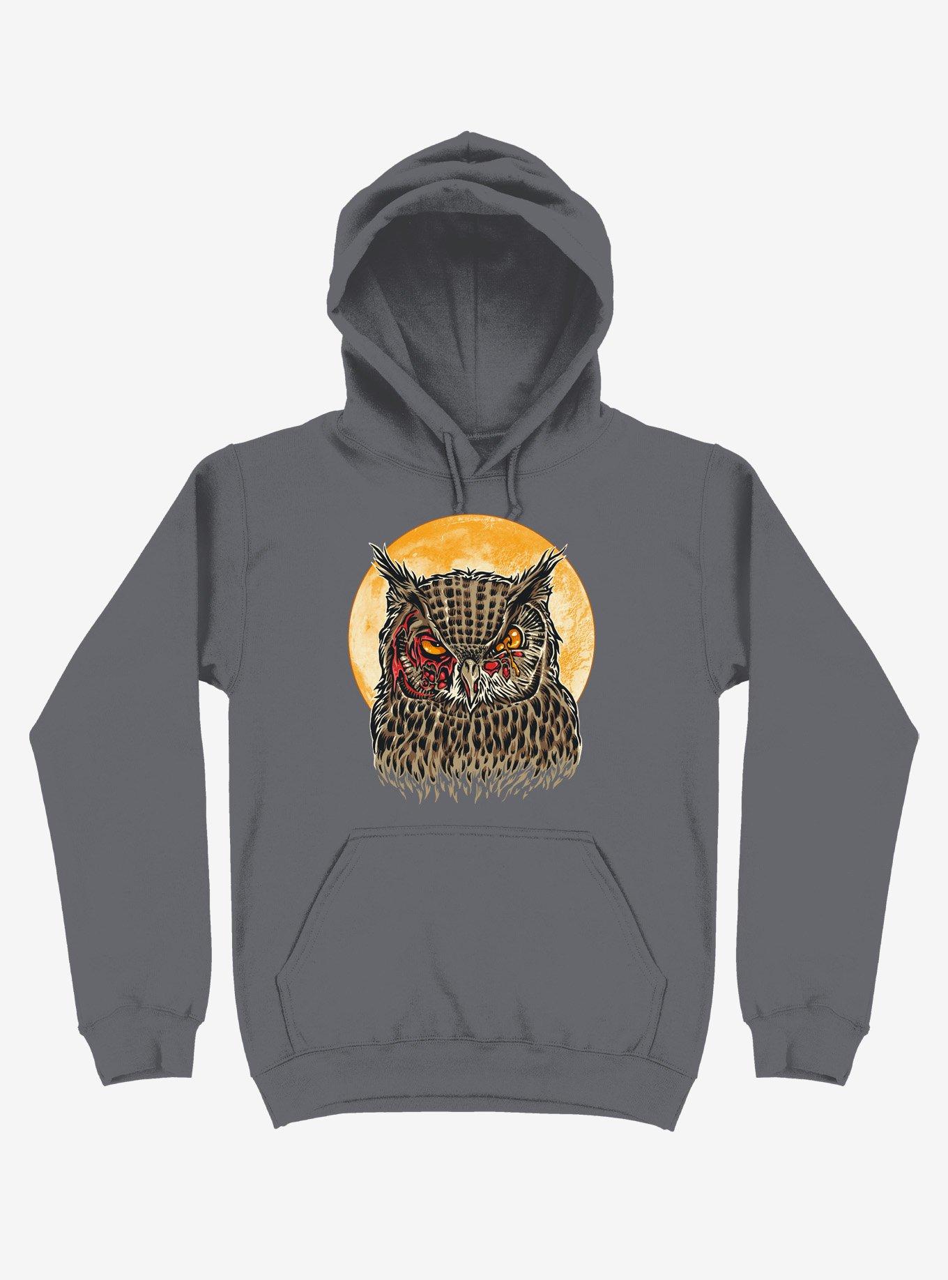 Zombie Blood Owl Charcoal Grey Hoodie, , hi-res