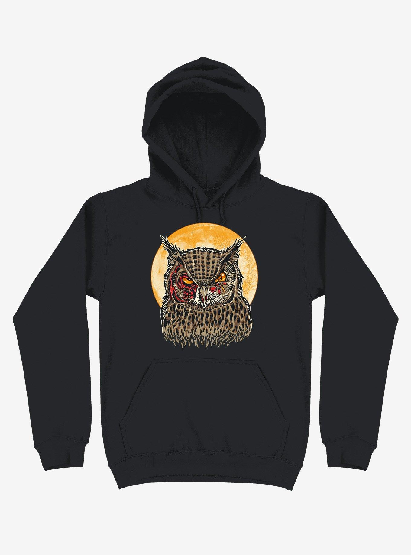 Zombie Blood Owl Black Hoodie, BLACK, hi-res