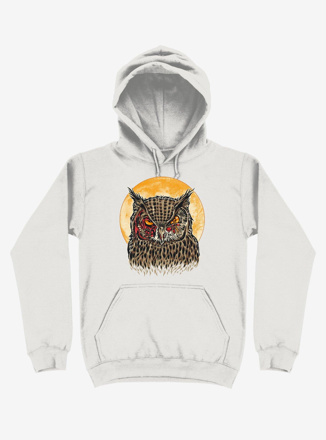 Zombie Blood Owl White Hoodie, WHITE, hi-res