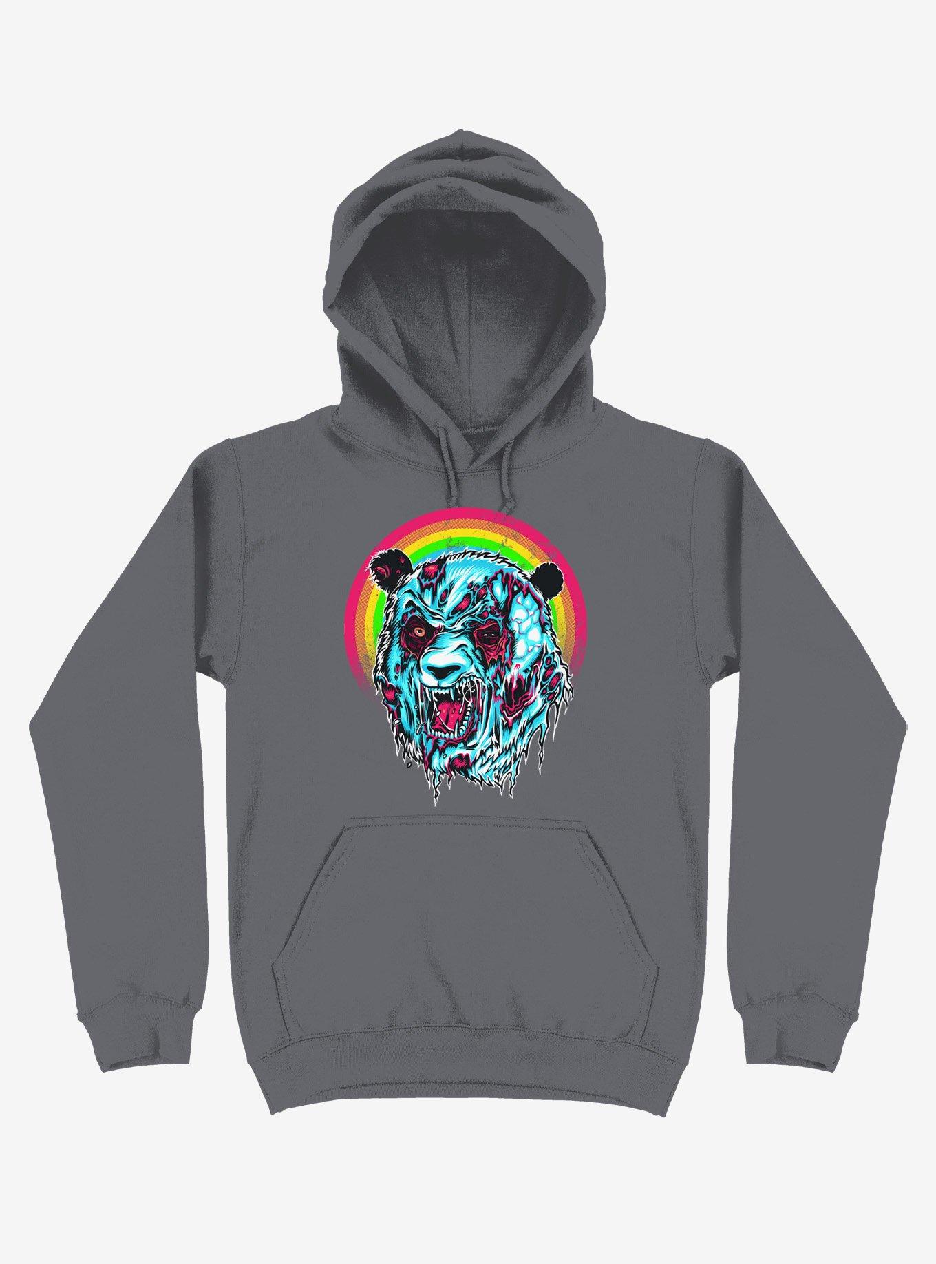 Zombie Blood Rainbow Panda Charcoal Grey Hoodie, , hi-res