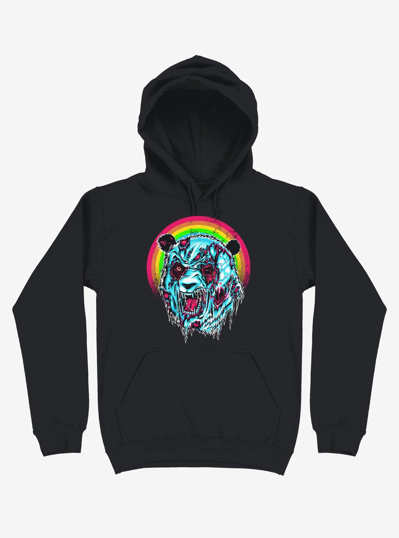 Zombie Blood Rainbow Panda Black Hoodie, , hi-res