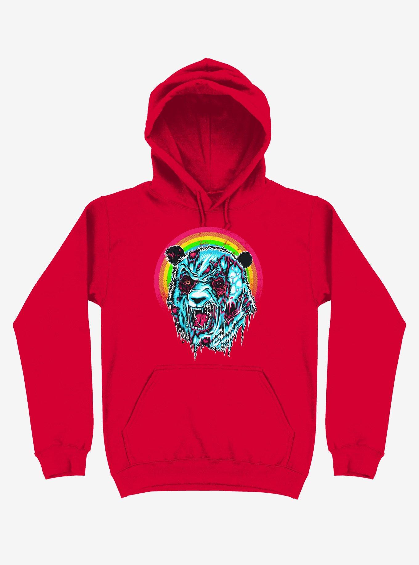 Zombie Blood Rainbow Panda Red Hoodie, , hi-res