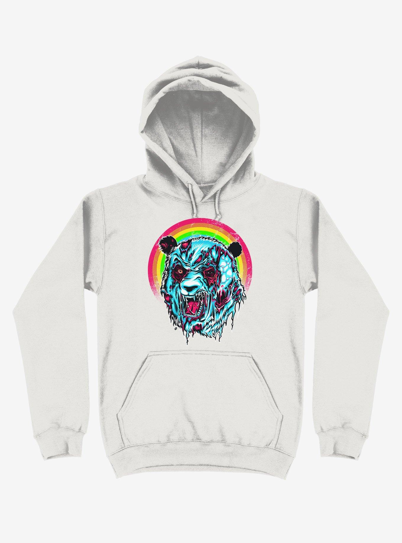 Zombie Blood Rainbow Panda White Hoodie, , hi-res