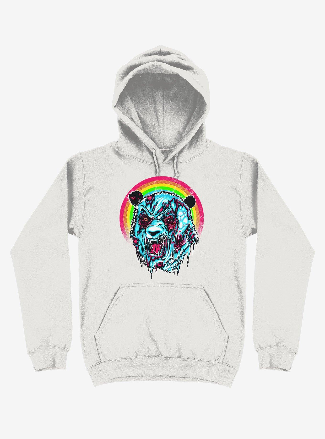 Zombie Blood Rainbow Panda White Hoodie, WHITE, hi-res