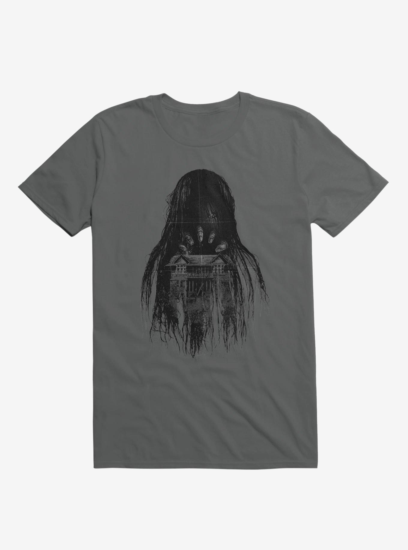 Long Horror Haunted House Hair Charcoal Grey T-Shirt