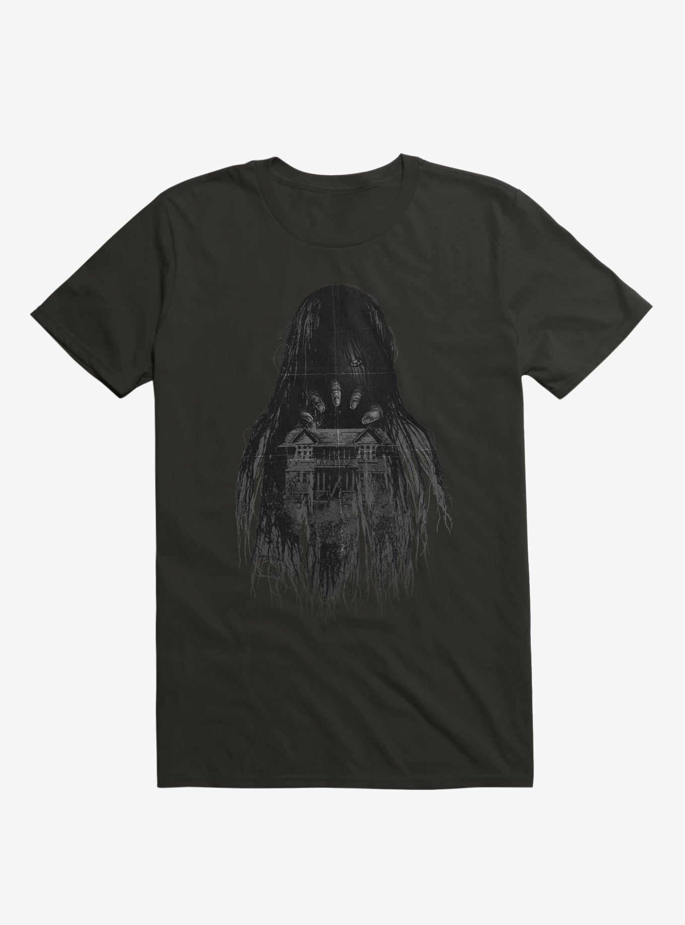 Long Horror Haunted House Hair Black T-Shirt, , hi-res