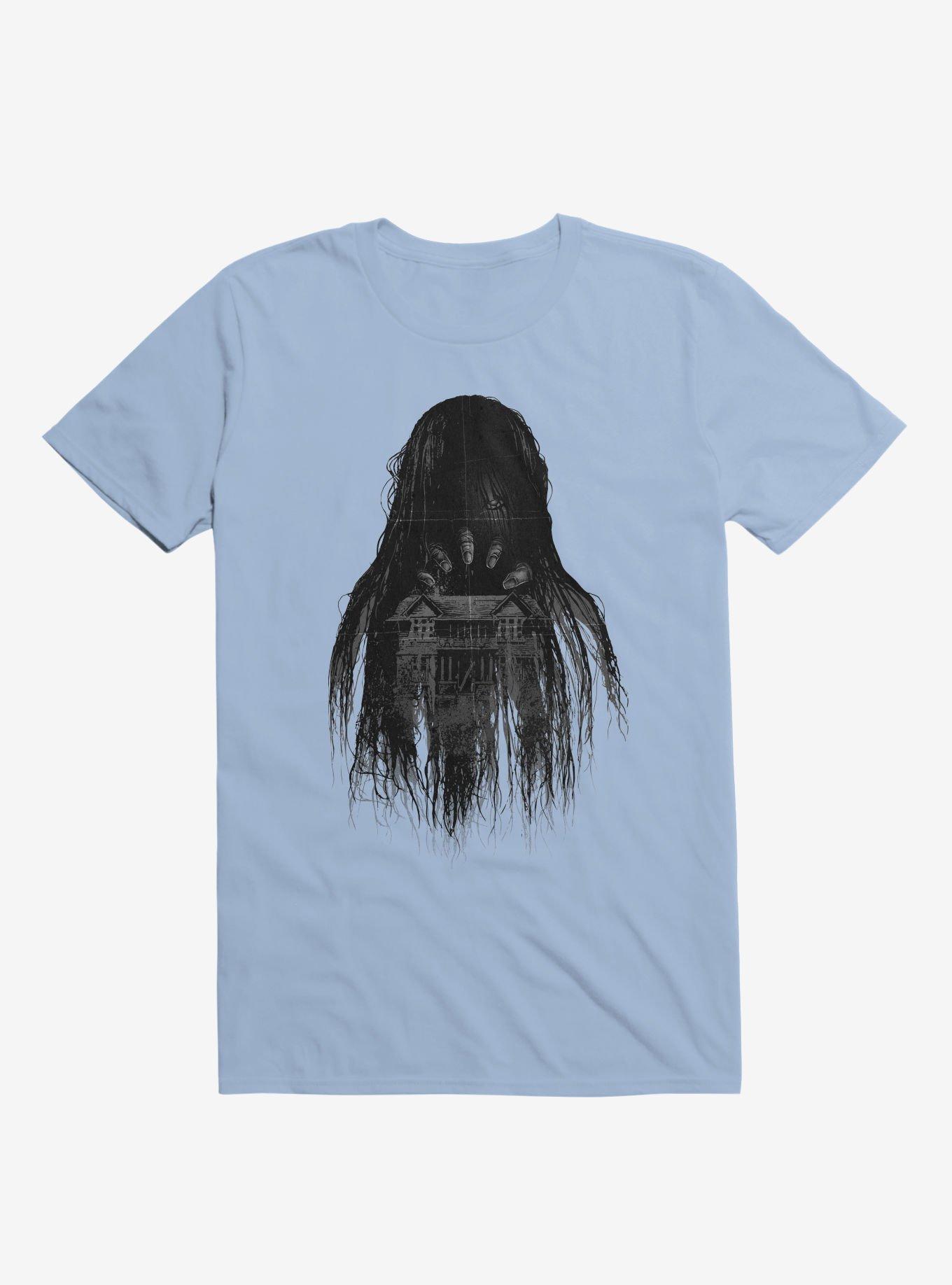 Long Horror Haunted House Hair Light Blue T-Shirt