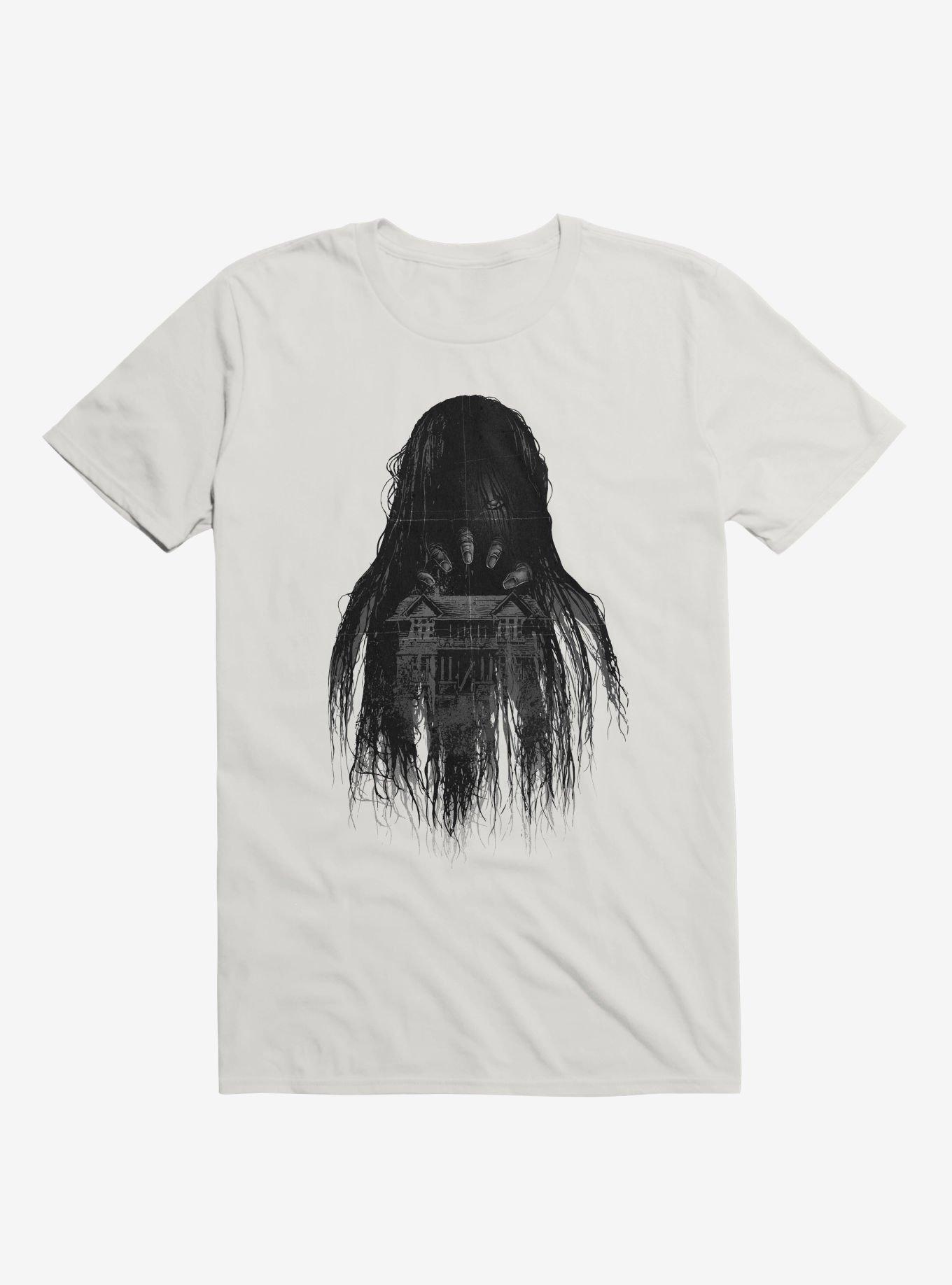 Long Horror Haunted House Hair White T-Shirt
