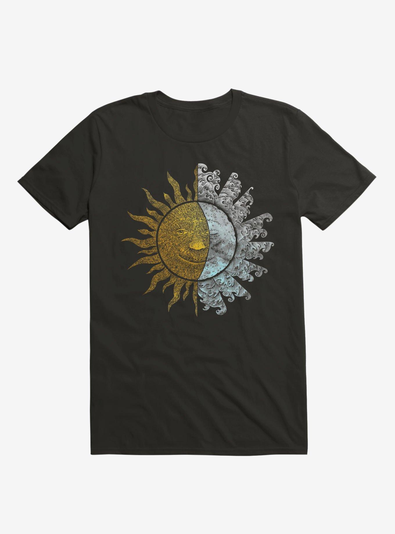 Sun And Moon Art Black T-Shirt, BLACK, hi-res
