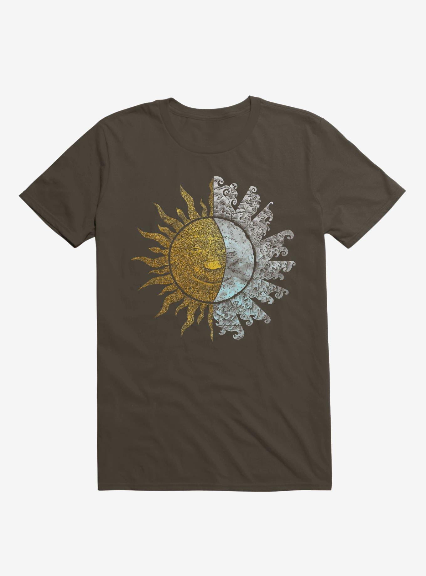 Sun And Moon Art Brown T-Shirt, BROWN, hi-res
