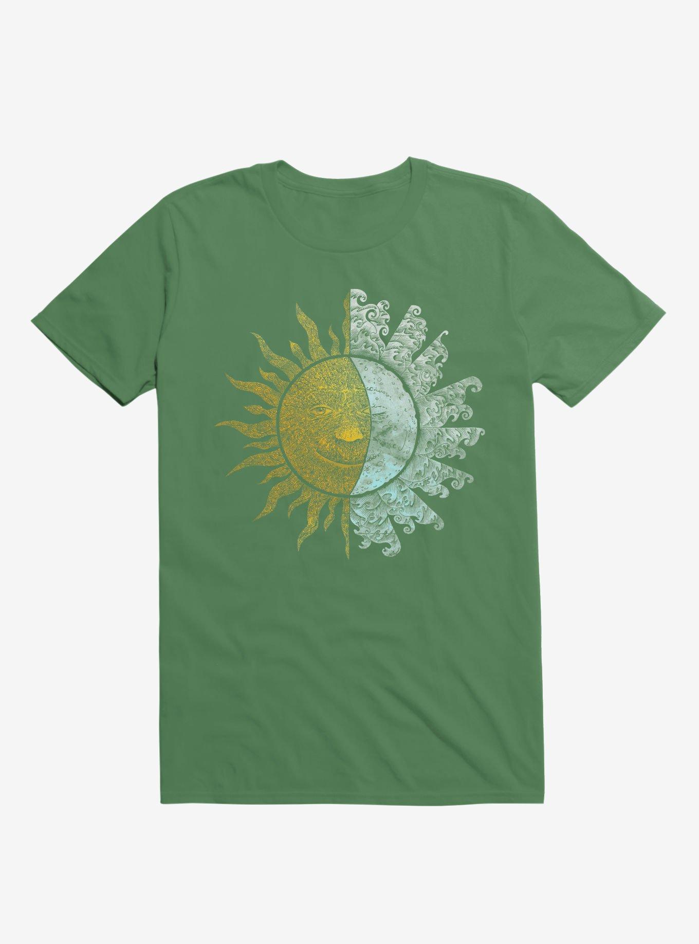 Sun And Moon Art Irish Green T-Shirt