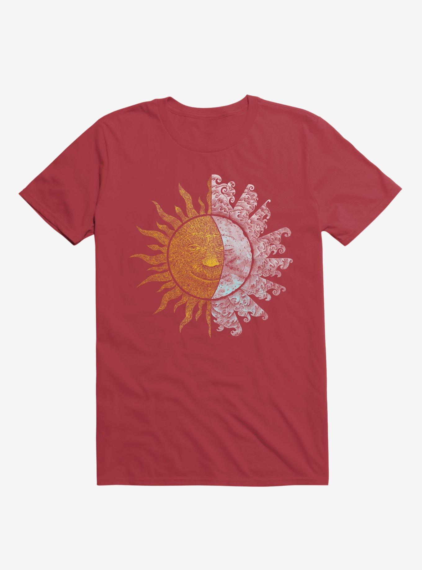 Sun And Moon Art Red T-Shirt, RED, hi-res