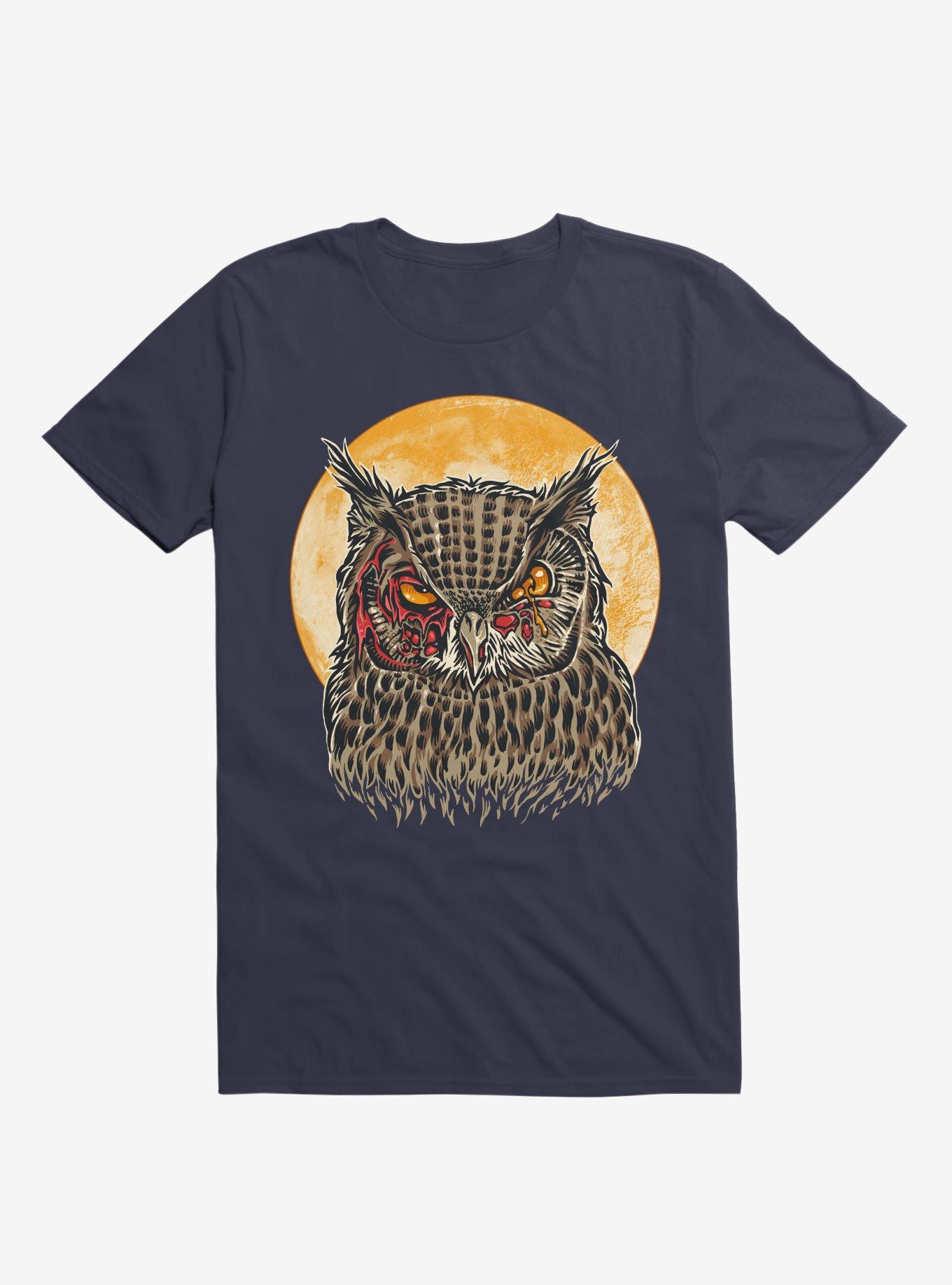 Zombie Blood Owl Navy Blue T-Shirt, NAVY, hi-res