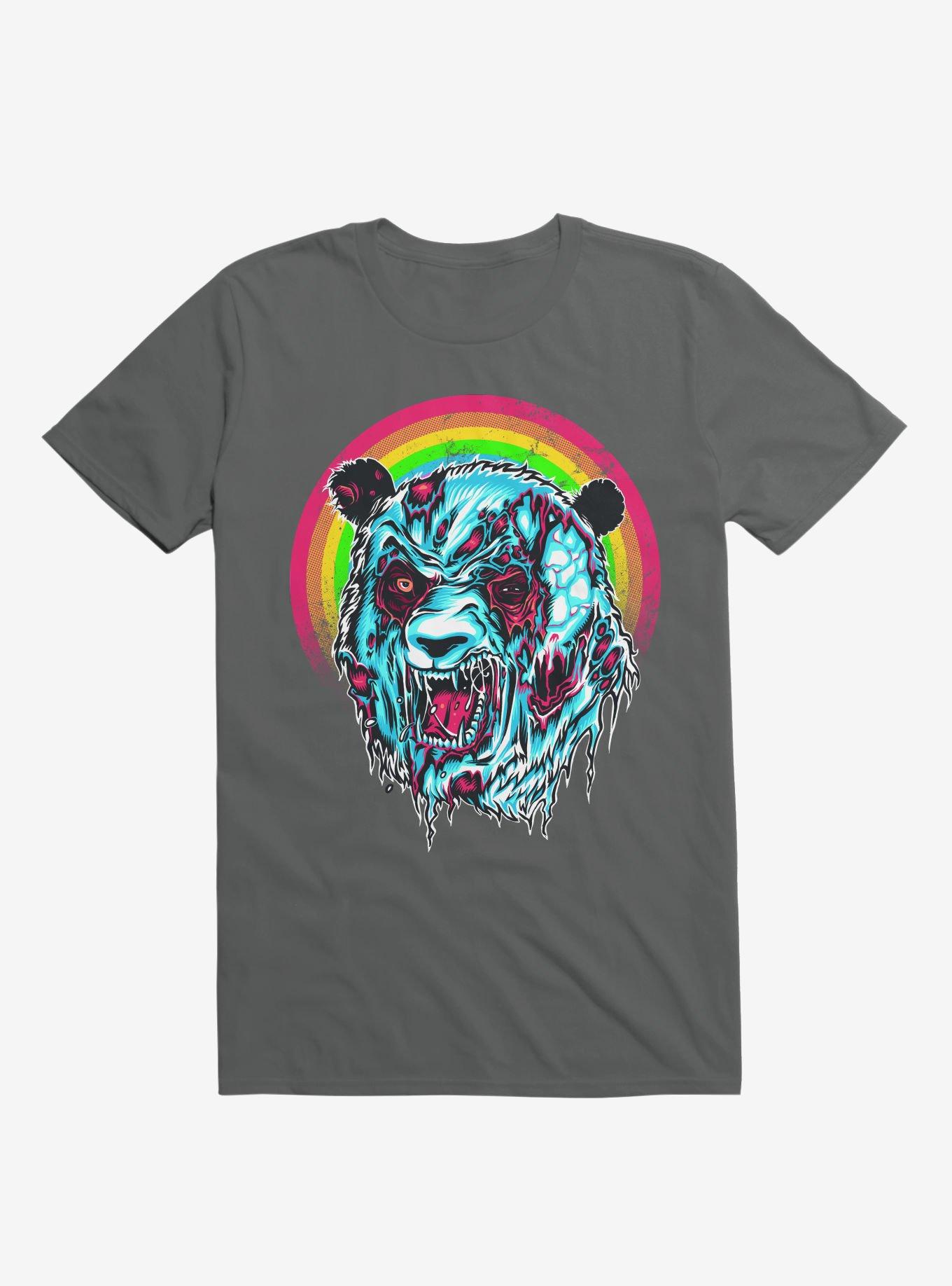 Zombie Blood Rainbow Panda Charcoal Grey T-Shirt, , hi-res