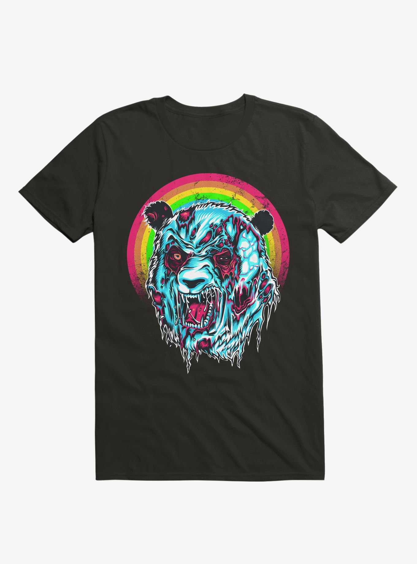 Zombie Blood Rainbow Panda Black T-Shirt, , hi-res