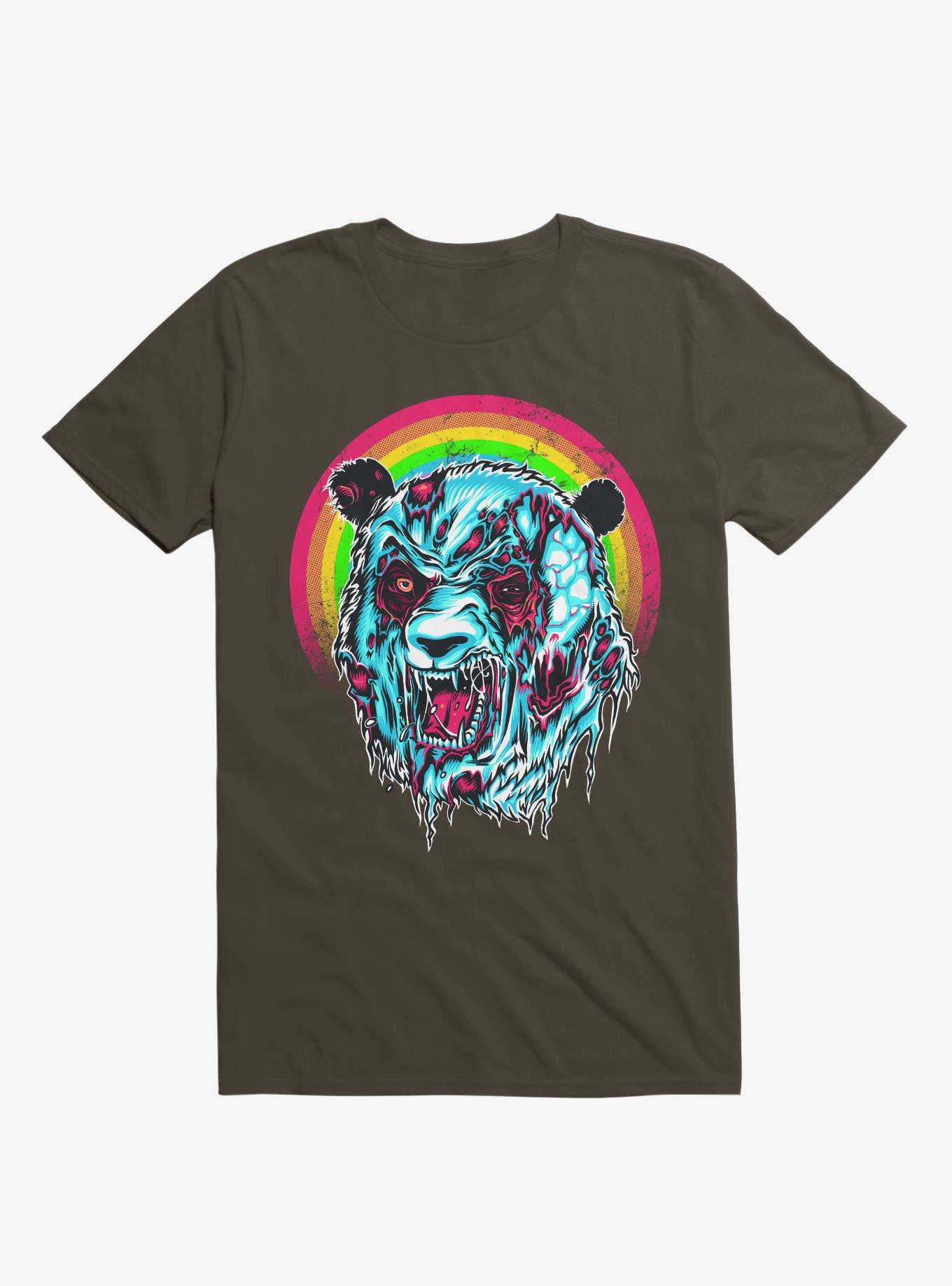 Zombie Blood Rainbow Panda Brown T-Shirt, BROWN, hi-res