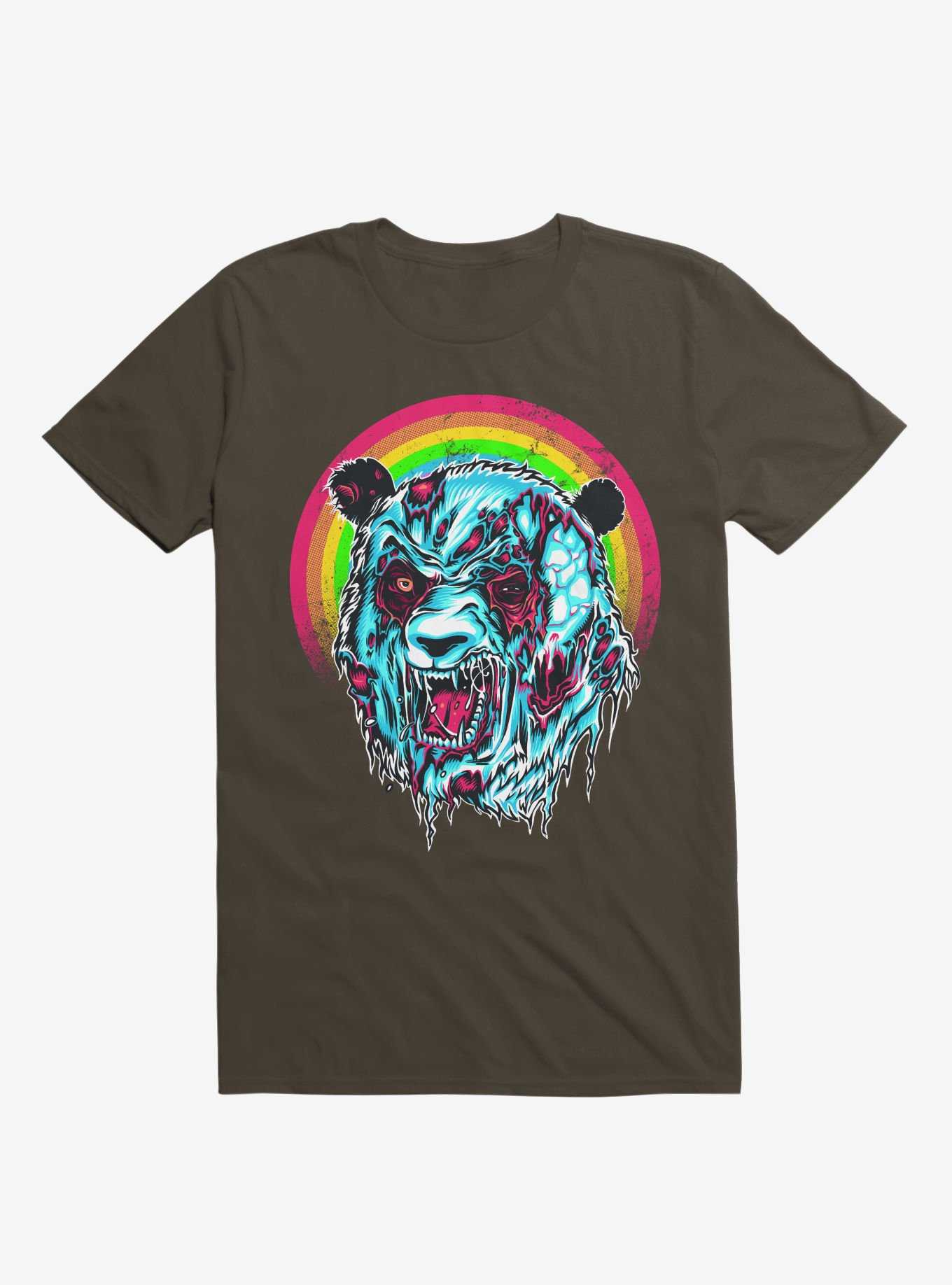 Zombie Blood Rainbow Panda Brown T-Shirt, , hi-res