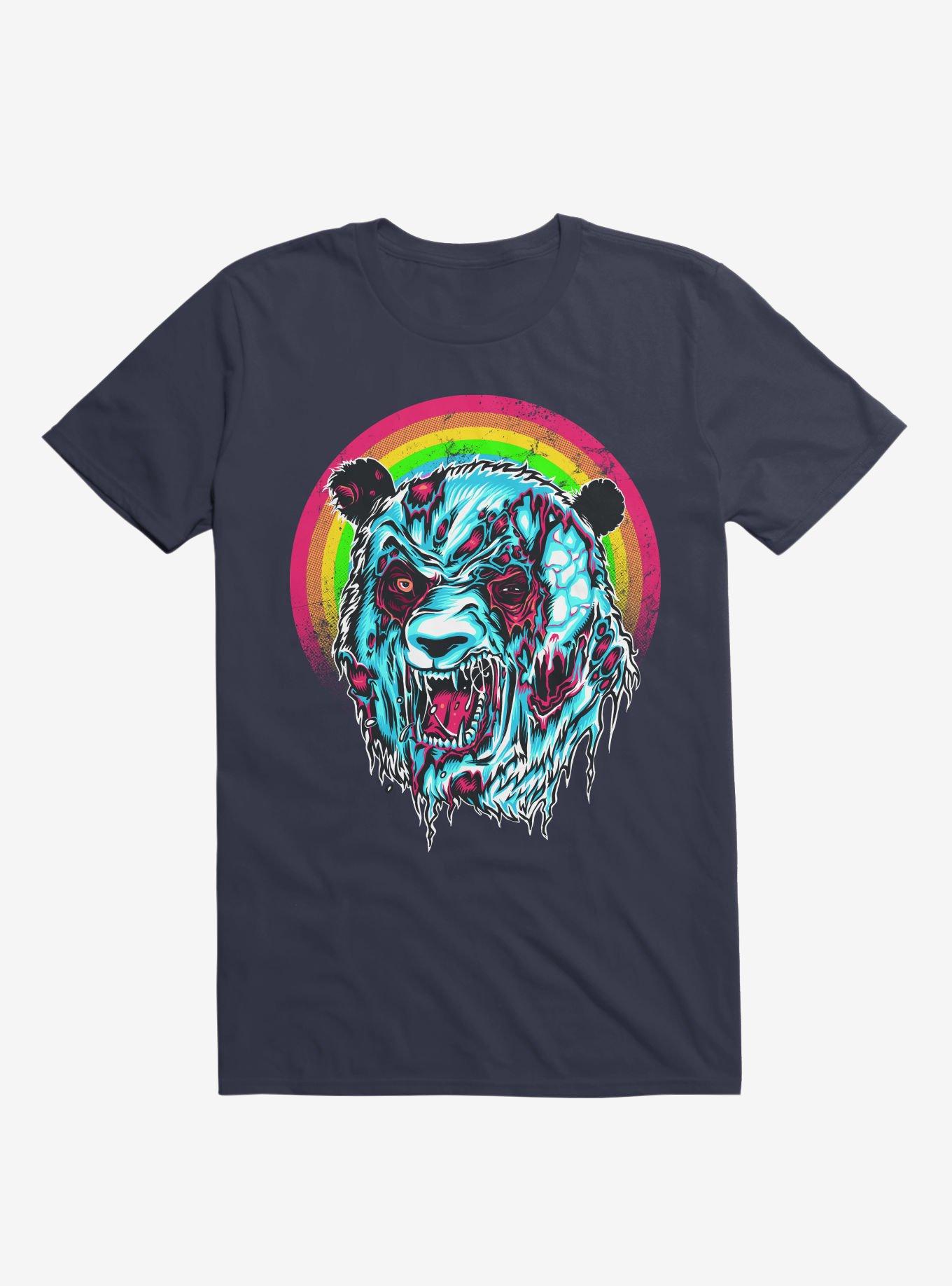 Zombie Blood Rainbow Panda Navy Blue T-Shirt