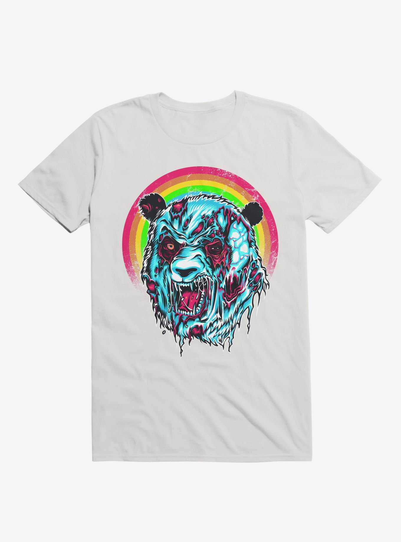 Zombie Blood Rainbow Panda White T-Shirt, , hi-res