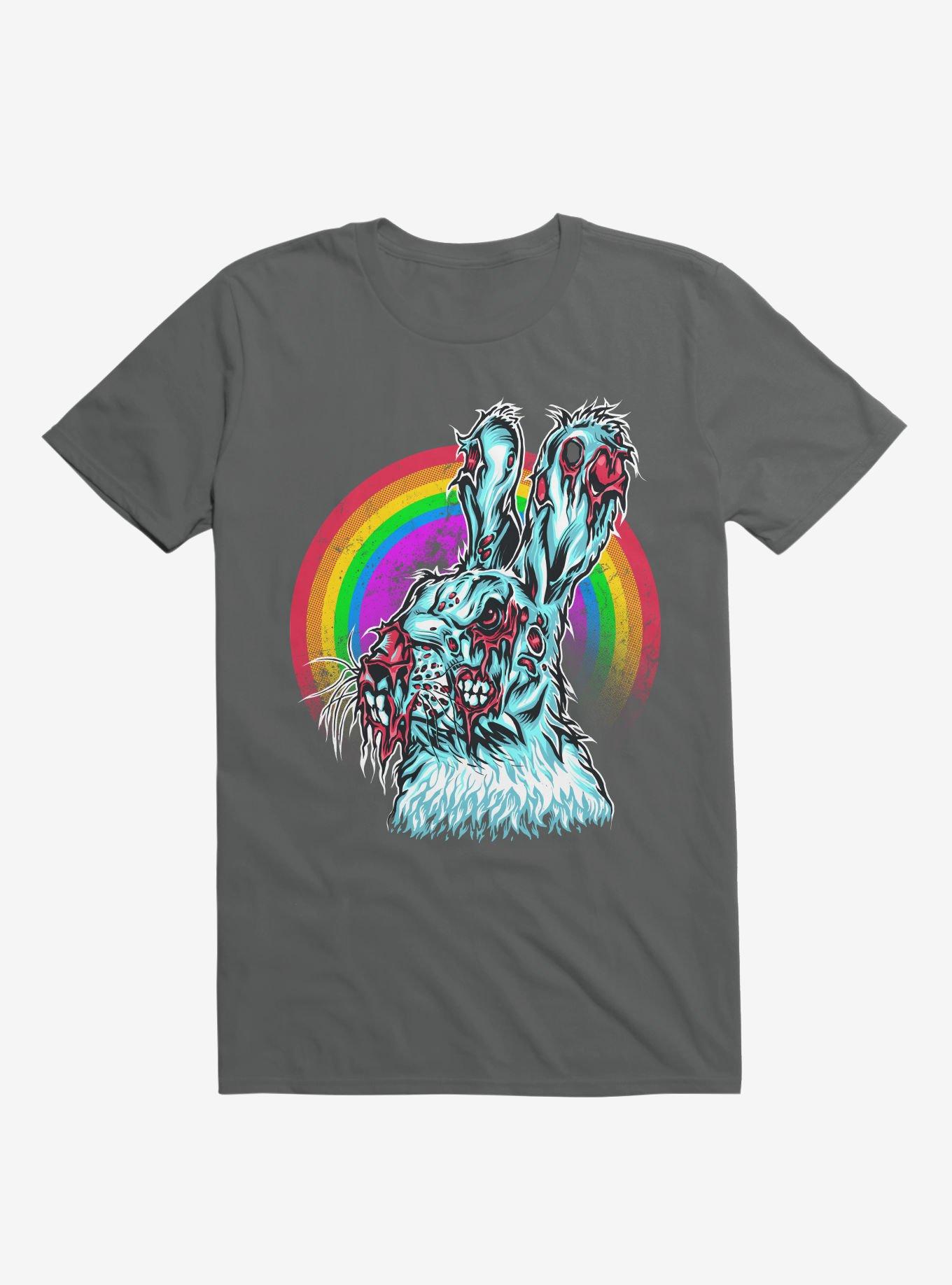 Zombie Blood Rainbow Rabbit Charcoal Grey T-Shirt, CHARCOAL, hi-res
