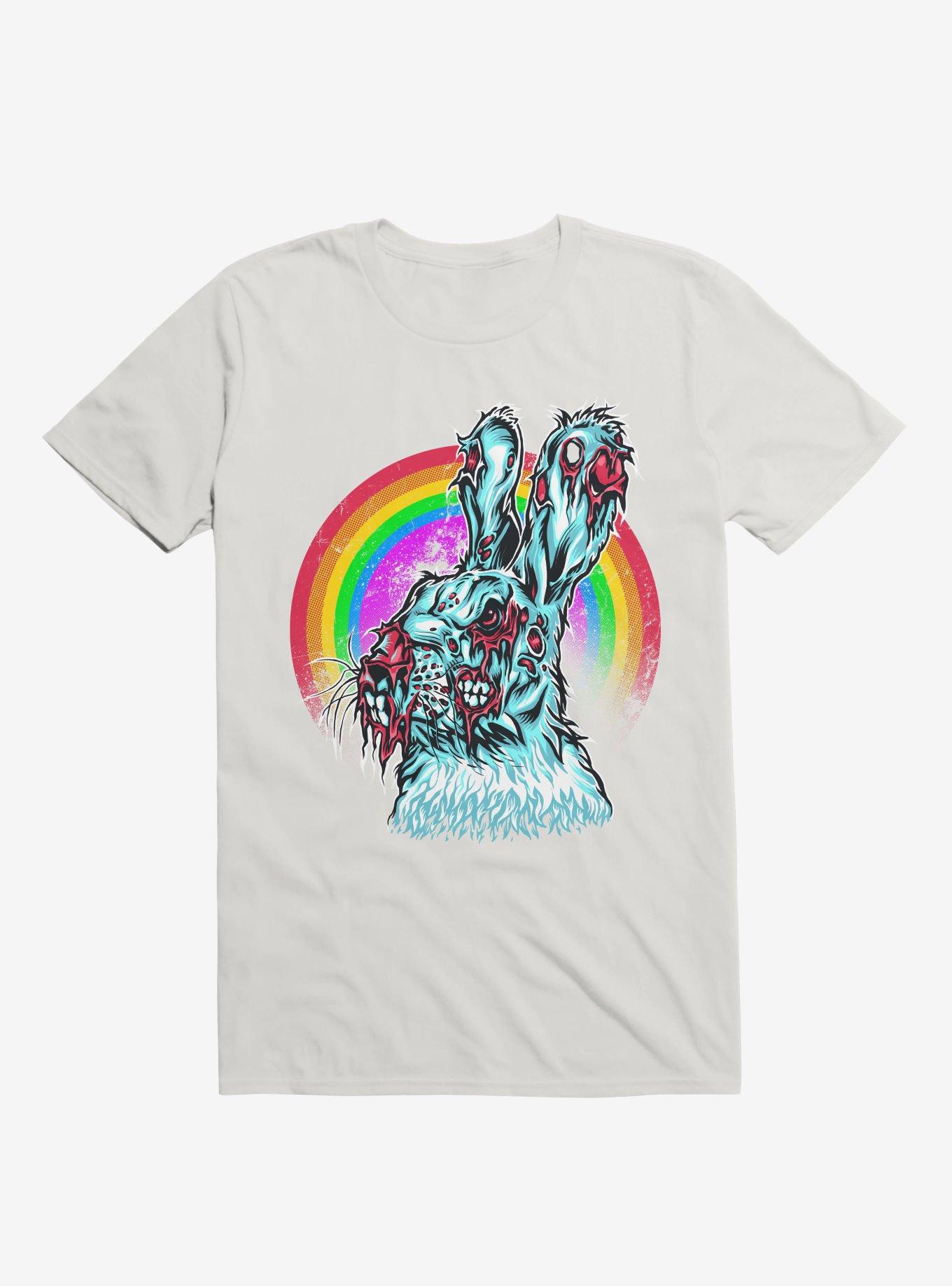 Zombie Blood Rainbow Rabbit White T-Shirt, , hi-res