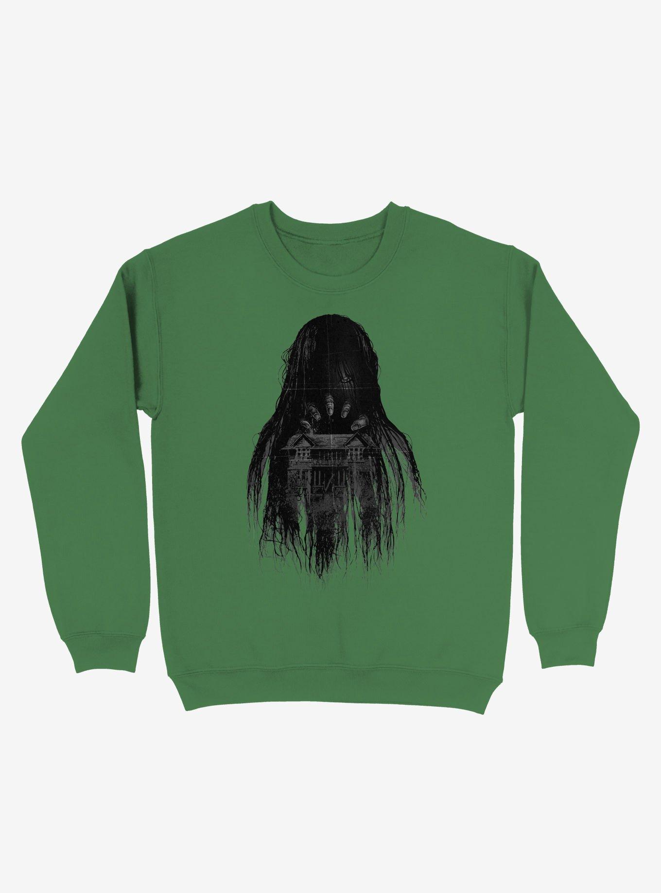 Long Horror Haunted House Hair Kelly Green Sweatshirt, , hi-res