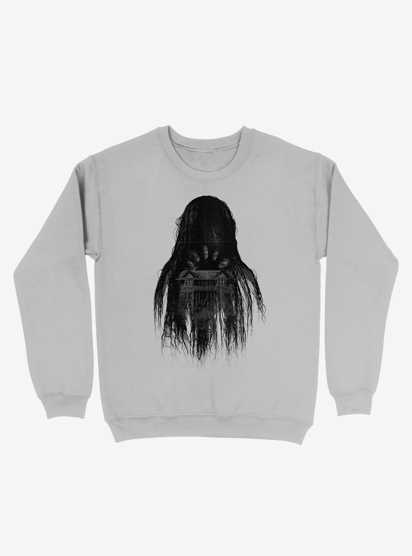 Long Horror Haunted House Hair Silver Sweatshirt, , hi-res